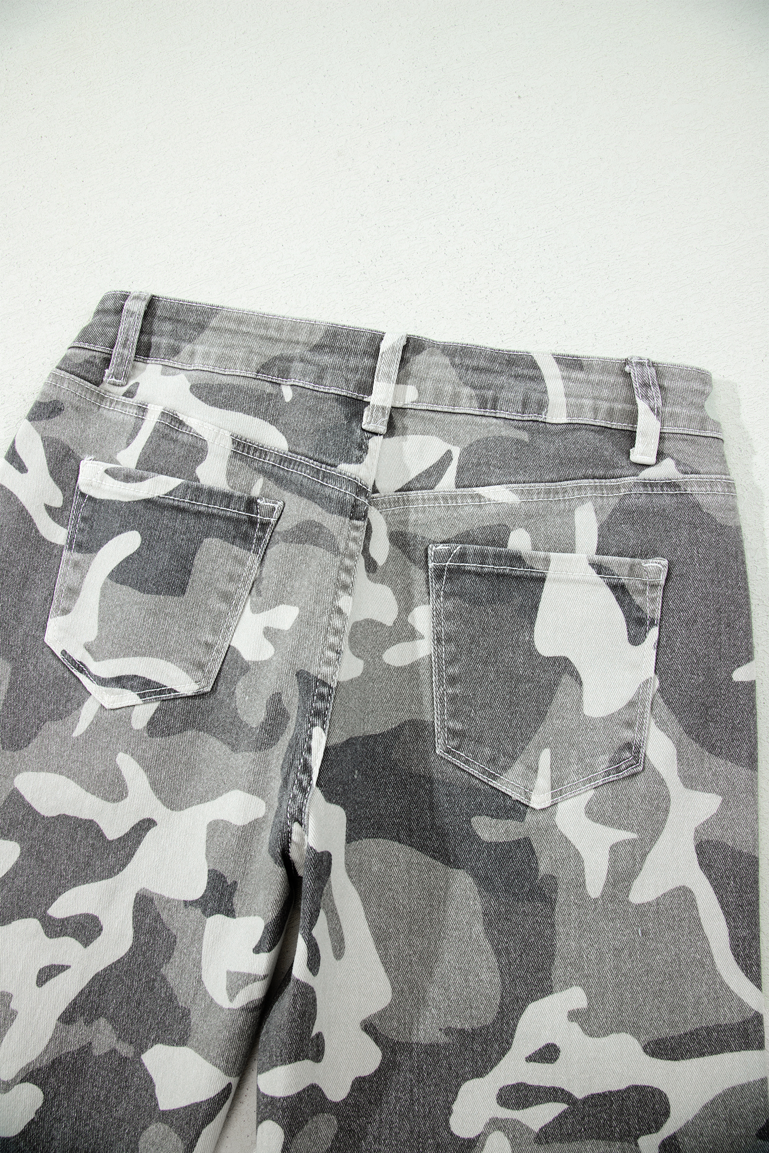 Women's Camo Denim Jeans, High Waist Wide Leg Casual Pants - Detail View 13