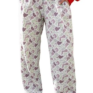 Women's Camo Waffle Knit Pants, Casual Wide Leg Lounge Trousers - Main View