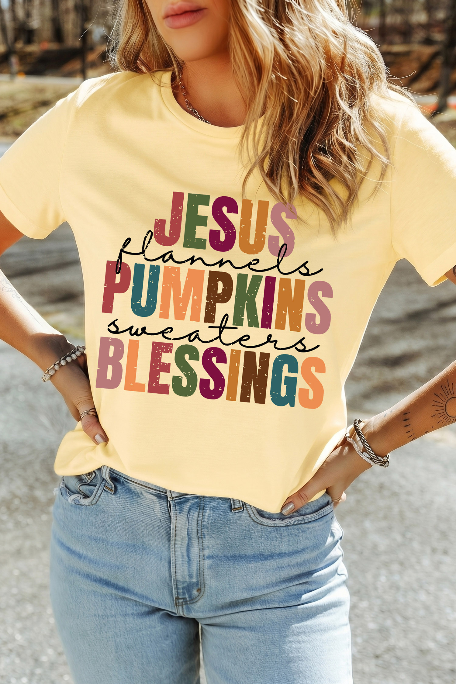 Casual Thanksgiving Graphic Tee, Women's Short Sleeve Top - Detail View 5