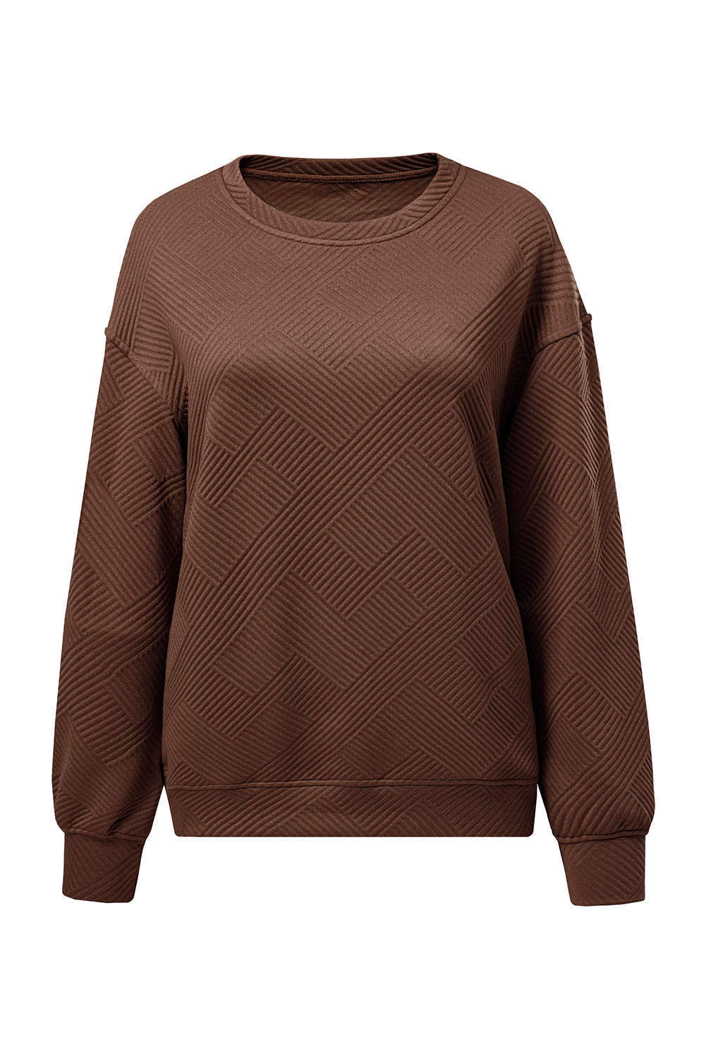 Casual Drop Shoulder Sweatshirt, Textured Coffee Pullover - Detail View 20
