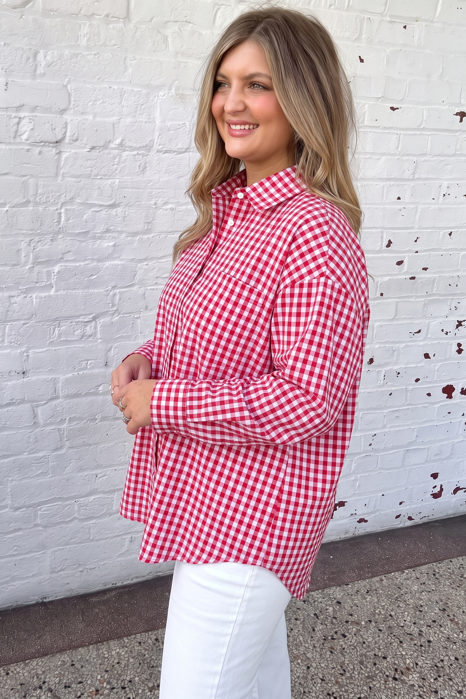 Classic Plaid Collared Shirt, Comfortable Daily Casual Top - Detail View 3