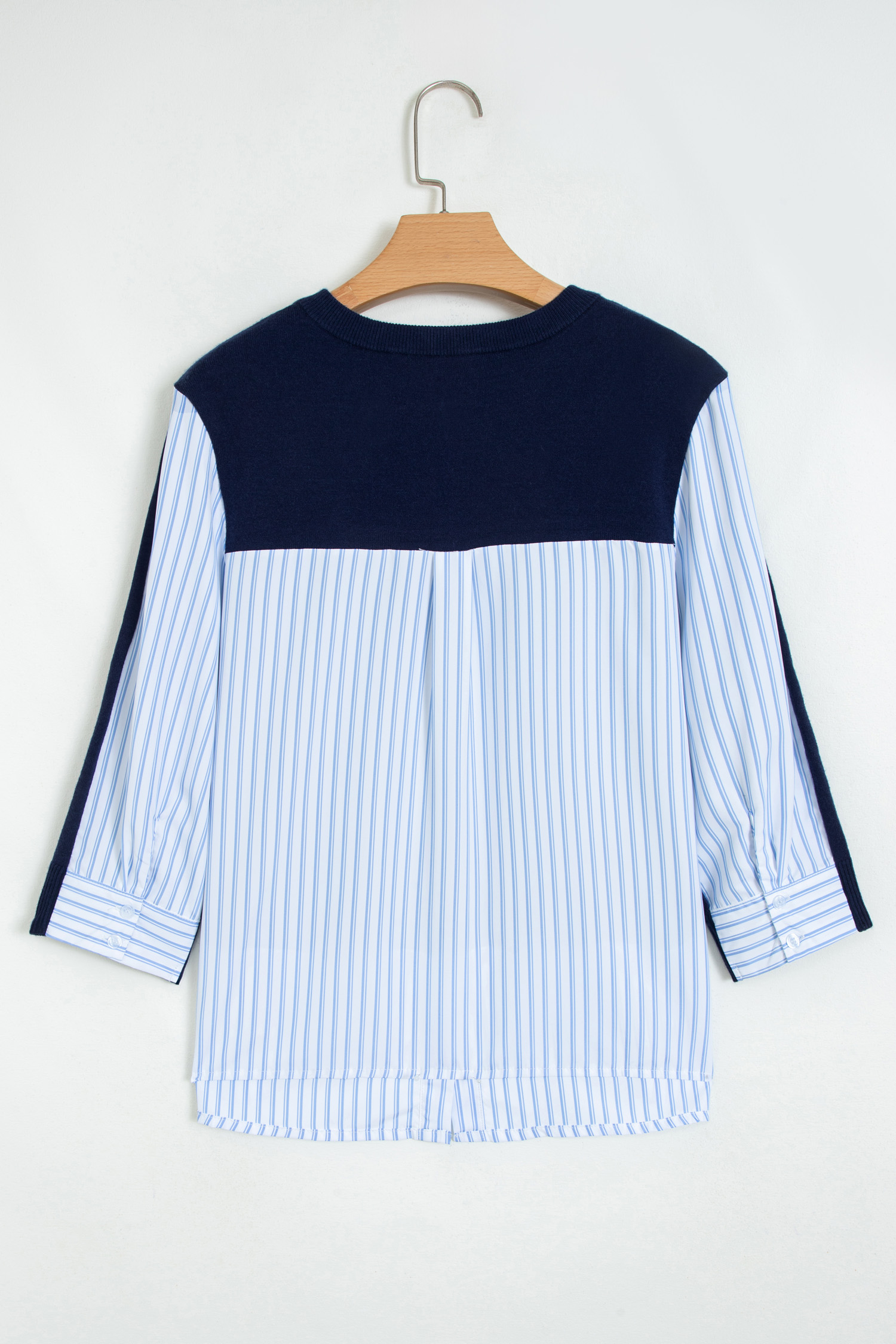 Women's Round Neck Pullover, Casual Striped Workwear Sweater - Detail View 6
