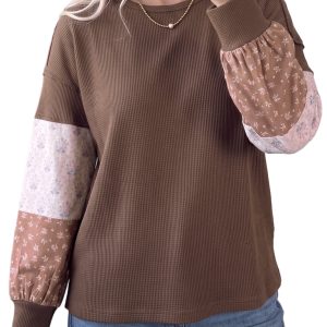 Women's Casual Pullover, Floral Colorblock Tunic - Main View
