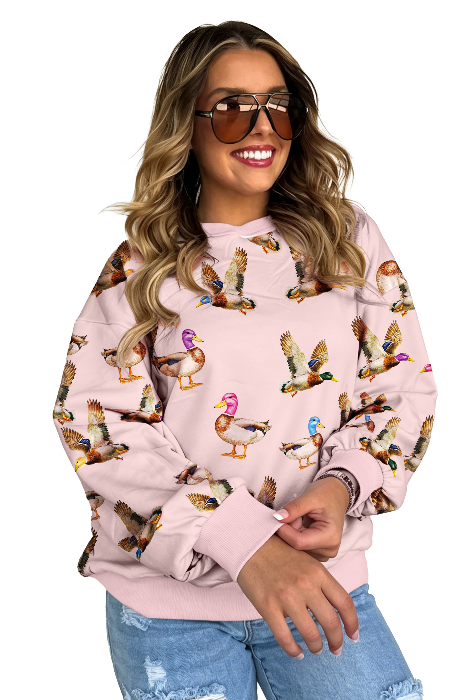 Women's Drop Shoulder Sweatshirt, Daily Western Crewneck - Main View