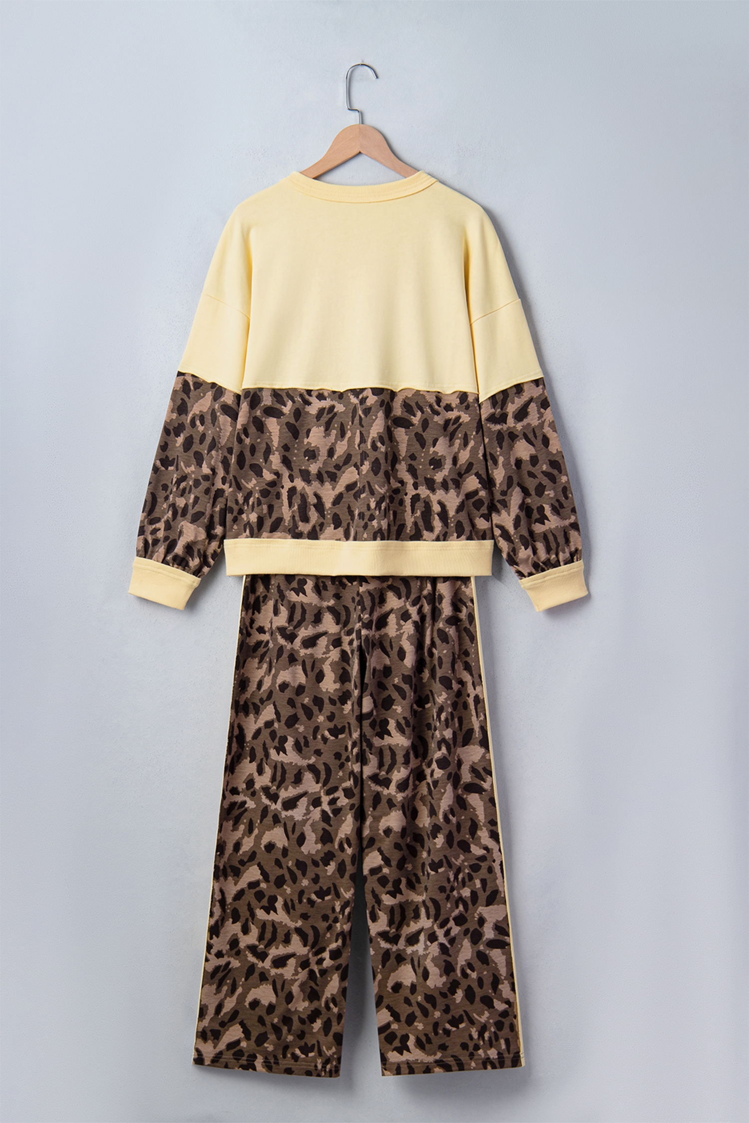 Women's Leopard Print Set, Casual V Neck Long Sleeve Loungewear - Detail View 7