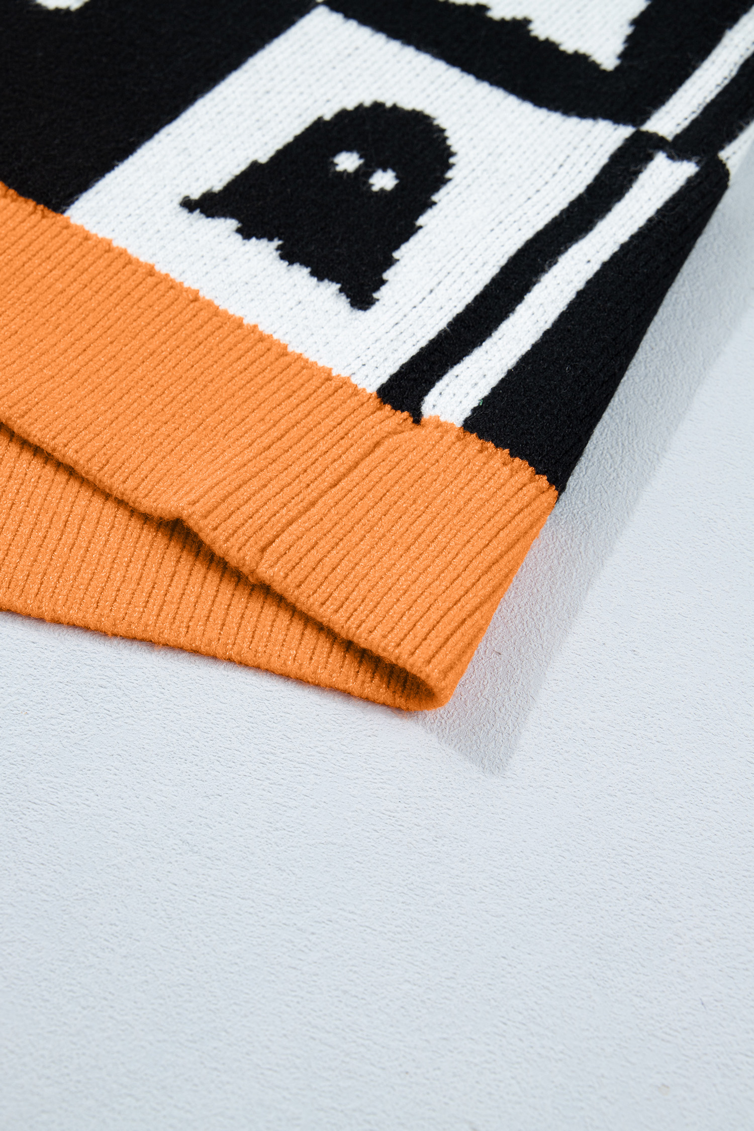 Graphic Ghost Knit Cardigan, Autumn Seasonal Open Front Top - Detail View 8
