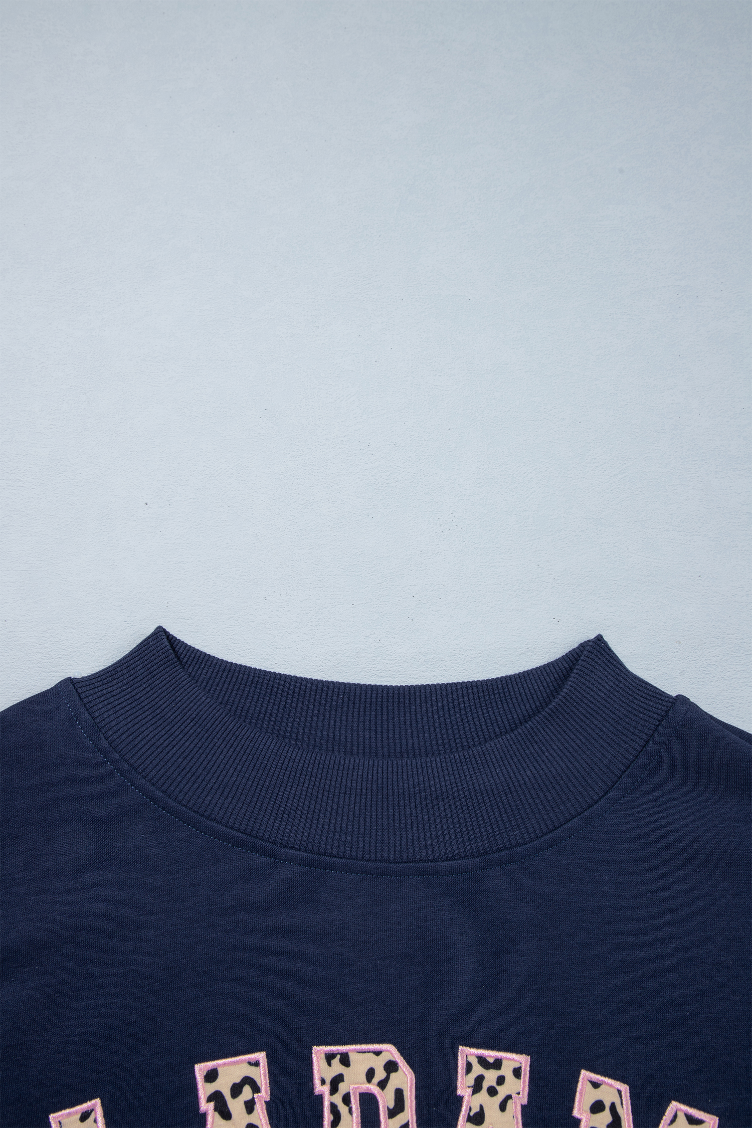 Women's Leopard Print Sweatshirt, Mock Neck Alabama Top - Detail View 8