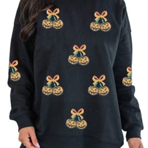 Women's Halloween Sweatshirt, Casual Pumpkin Pullover - Main View