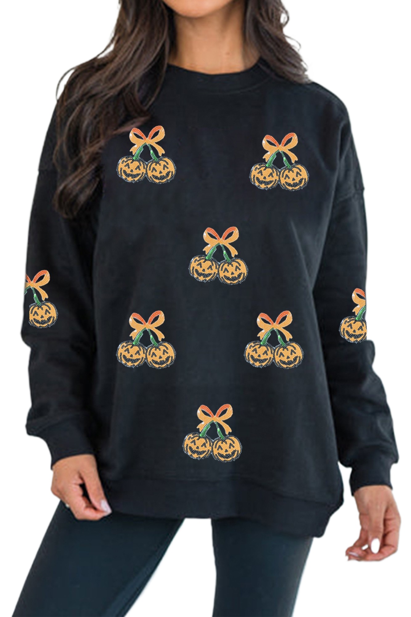 Women's Halloween Sweatshirt, Casual Pumpkin Pullover - Main View