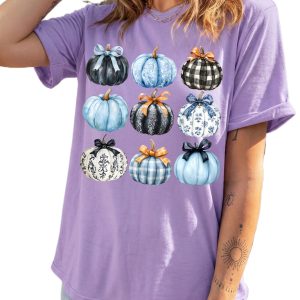 Wisteria Pumpkin Graphic Tee, Relaxed Women's Summer Top - Main View