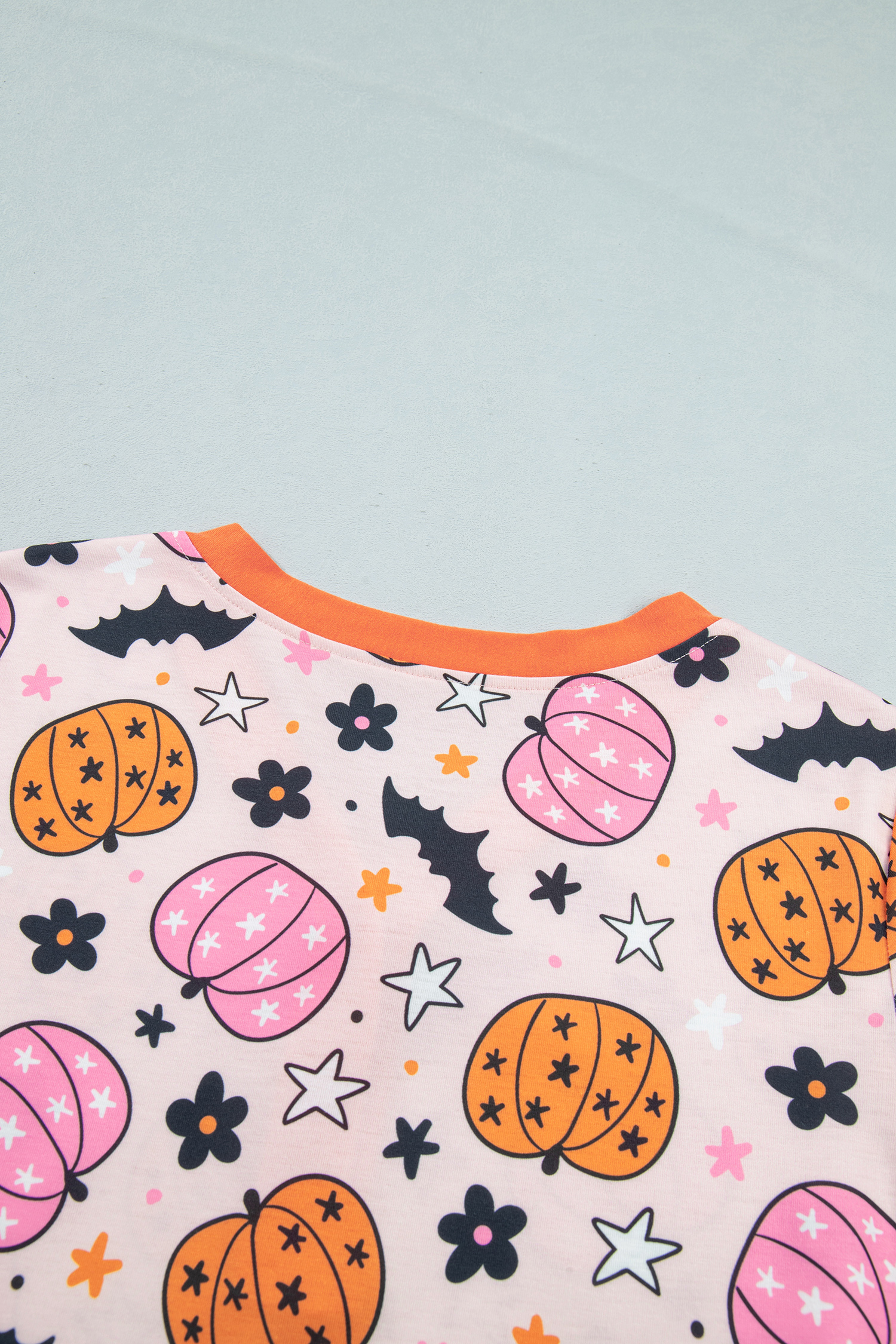 Women's Halloween Pumpkin Lounge Set, Pink Long Sleeve Suit - Detail View 10