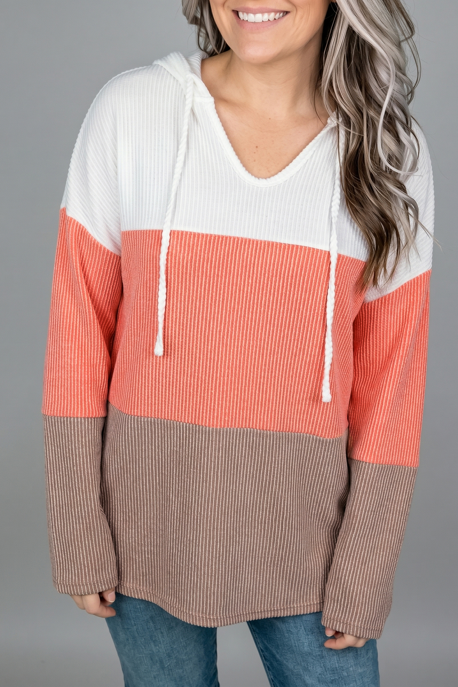 Women's Fall Colorblock Pullover, Cozy Ribbed Long Sleeve - Detail View 3