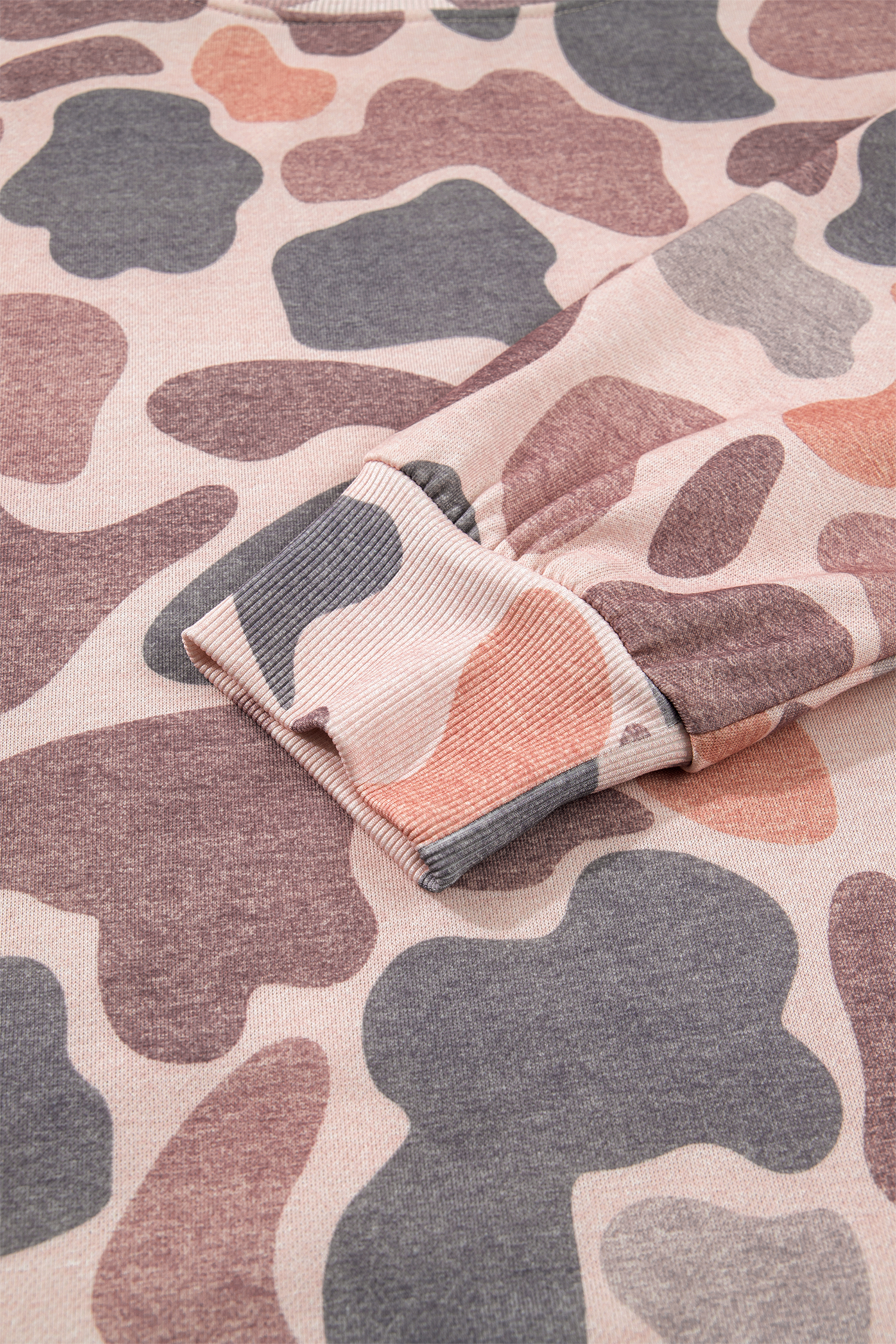 Women's Multicolor Camo Sweatshirt, Trendy Casual Pullover - Detail View 8