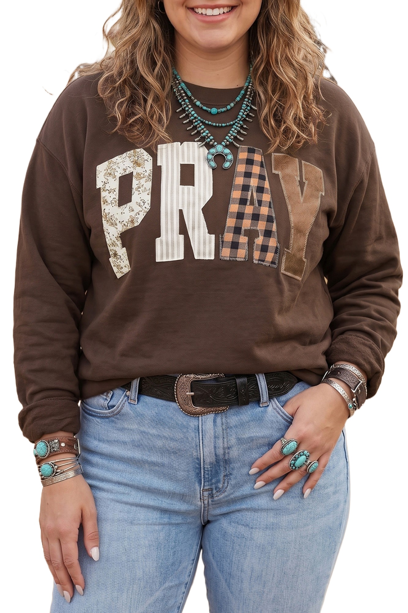 Women's Western Pray Sweatshirt, Casual Autumn Pullover - Main View