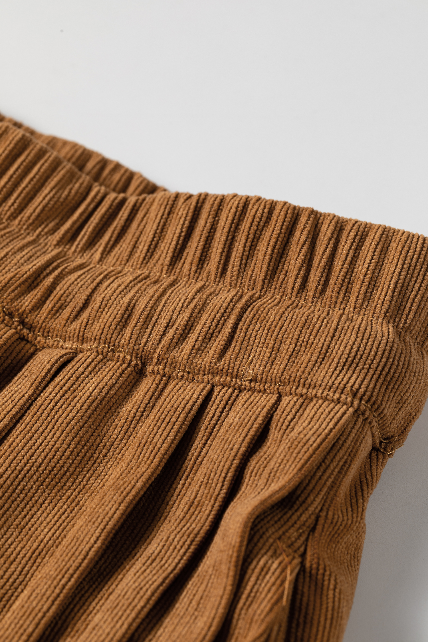 High Waist Corduroy Trousers, Button Placket Relaxed Fit - Detail View 9