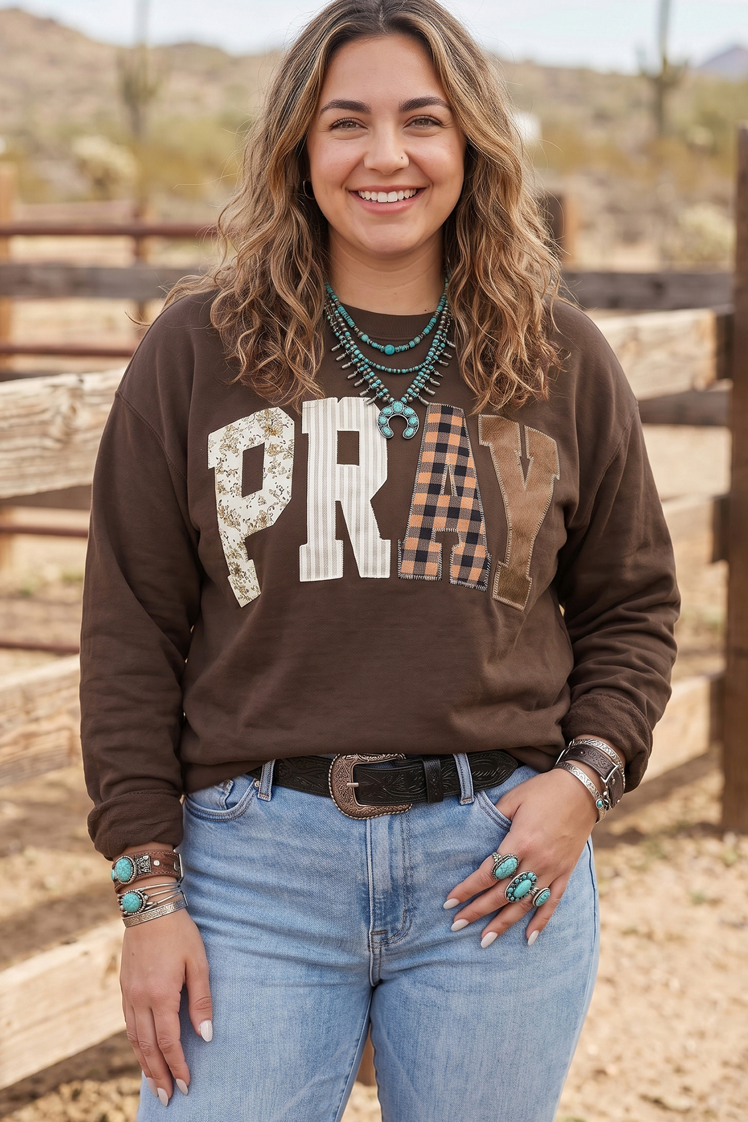 Women's Cotton Blend Pray Pullover, Cozy Daily Sweatshirt - Detail View 3