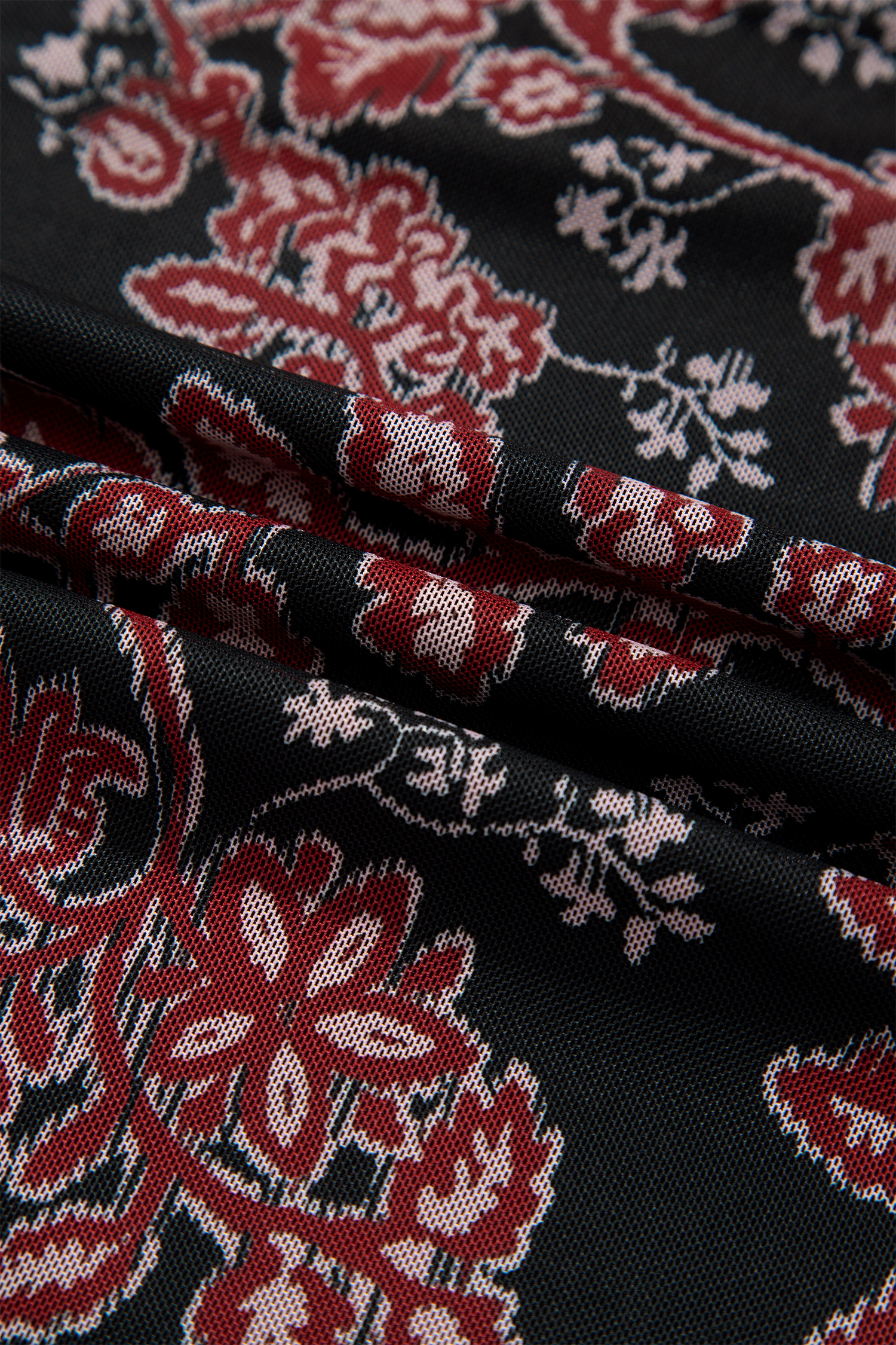 Women's Floral Mesh Dress, Long Sleeve Autumn Maxi Silhouette - Detail View 13