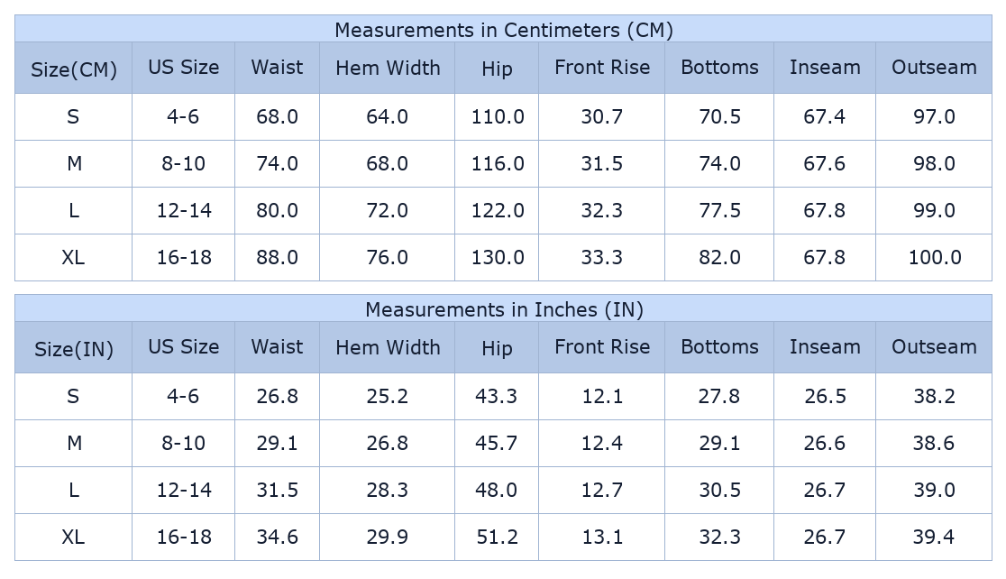 Women's Corduroy Wide Leg Pants, High Waist Casual Trousers - Size Chart & Details