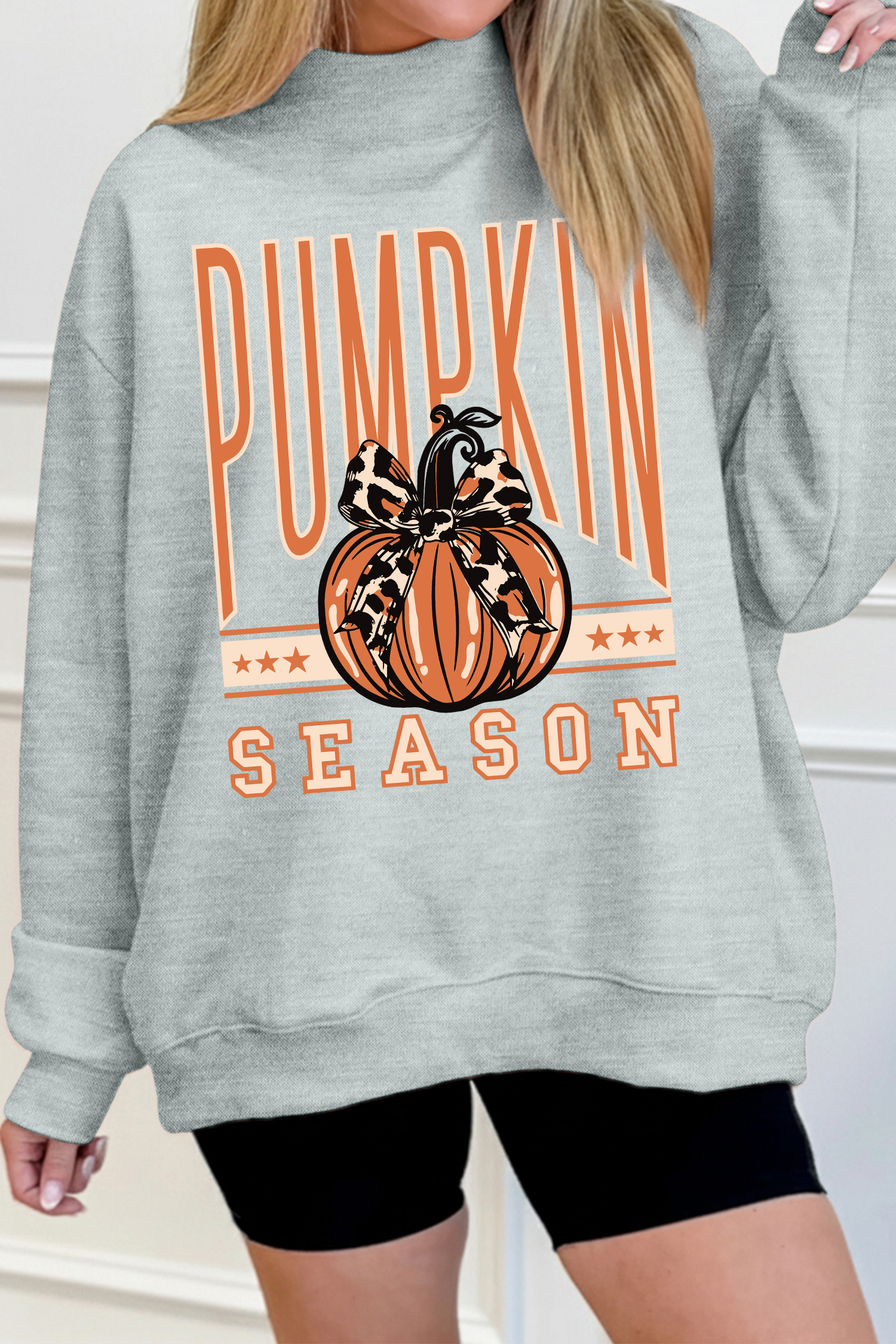 Women's Oversized Fall Sweatshirt, Cozy Cotton Blend Top - Detail View 6