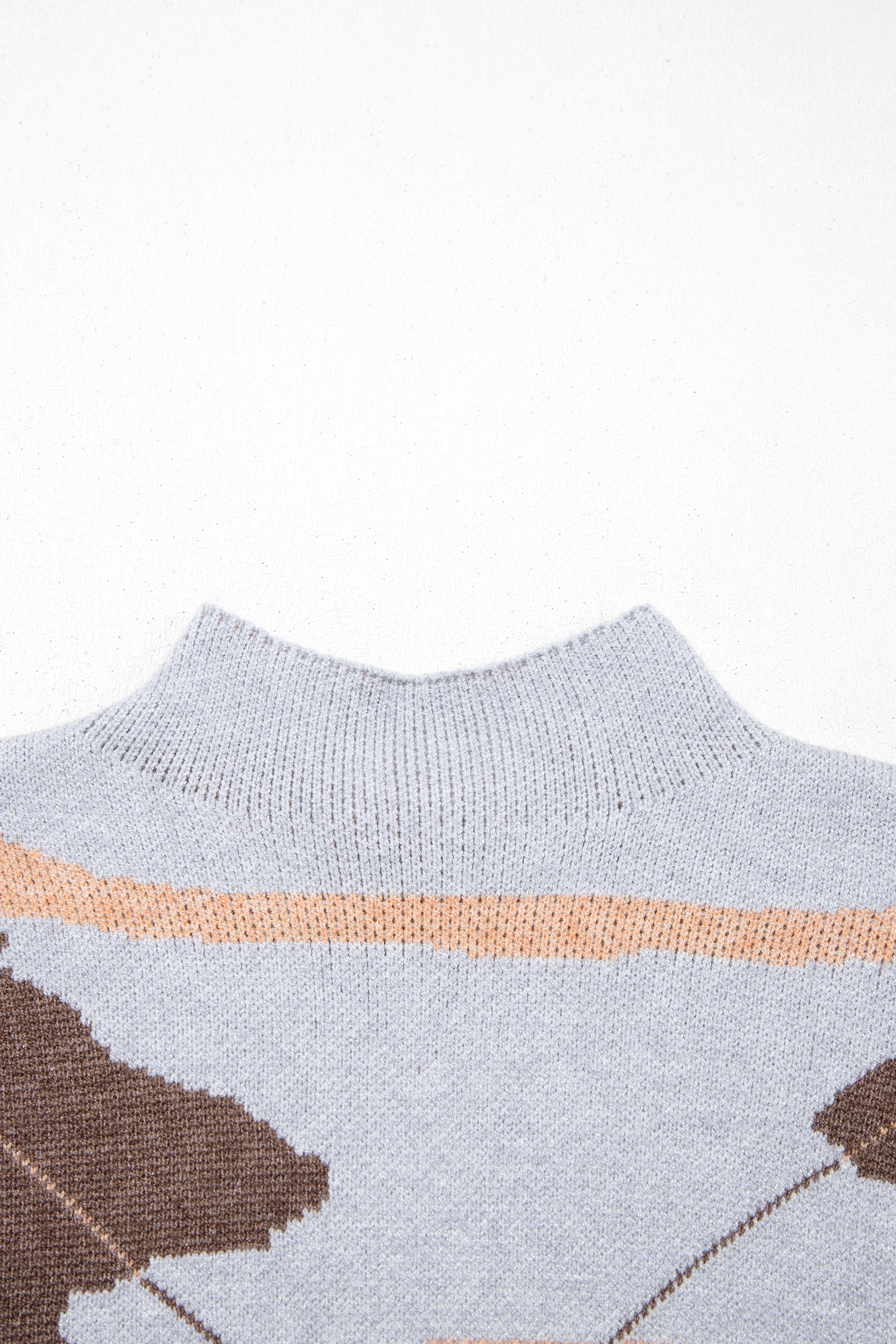 Trendy Camouflage Knit Sweater, Women's Fall Mock Neck Top - Detail View 9