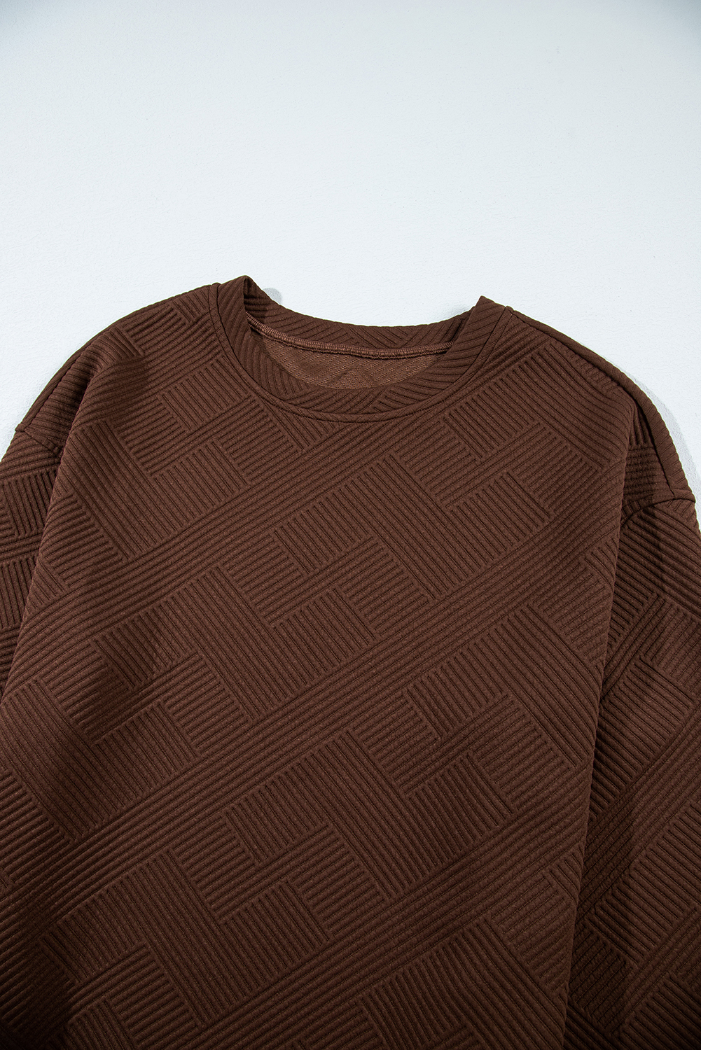 Long Sleeve Coffee Sweatshirt, Textured Casual Pullover - Detail View 15
