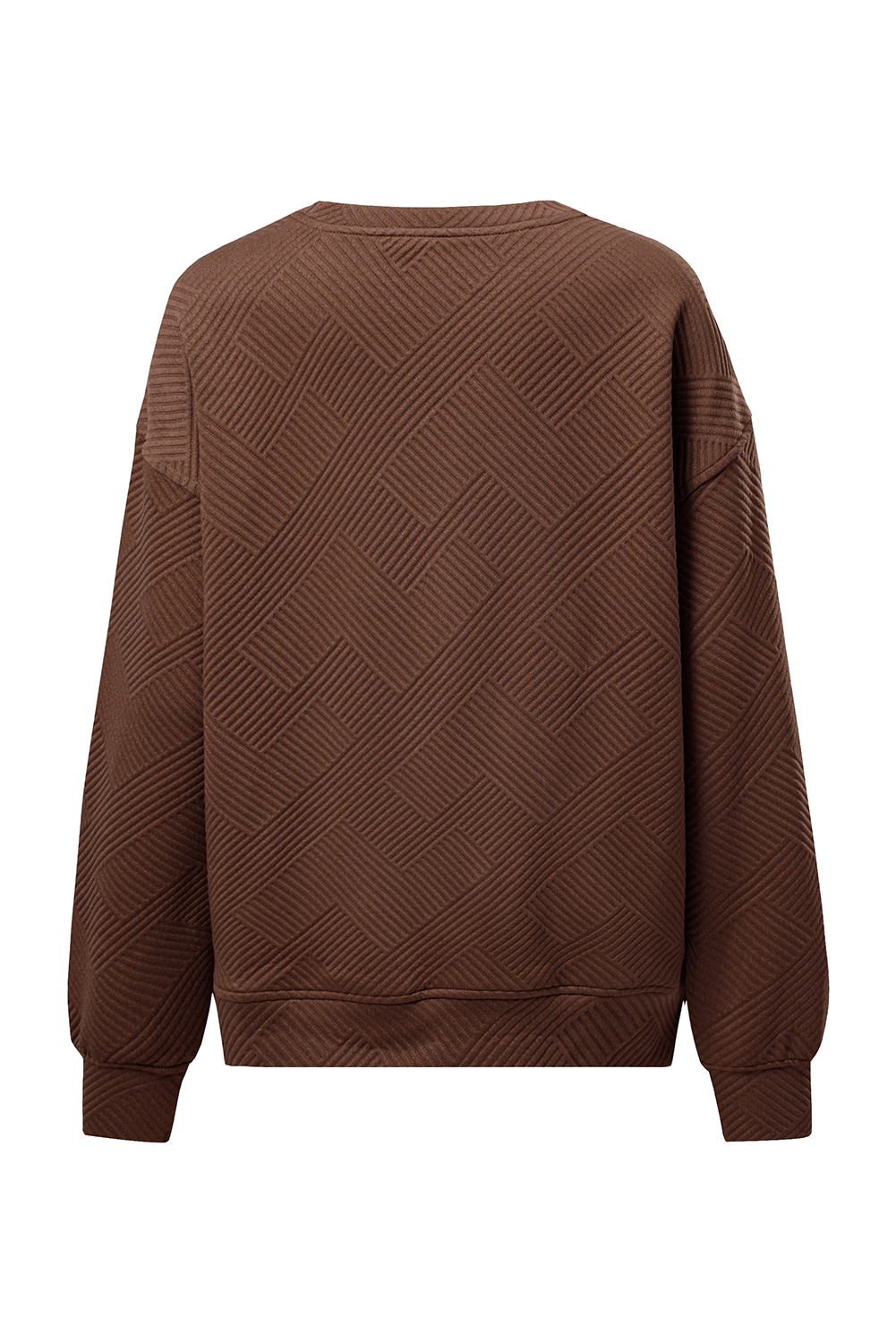 Women's Coffee Pullover, Textured Round Neck Sweatshirt - Detail View 22