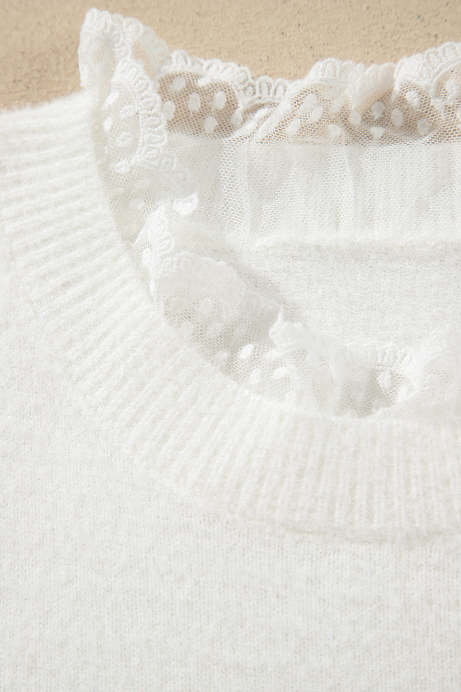 Stand Neck Lace Pullover, Elegant Long Sleeve Women Sweater - Detail View 11