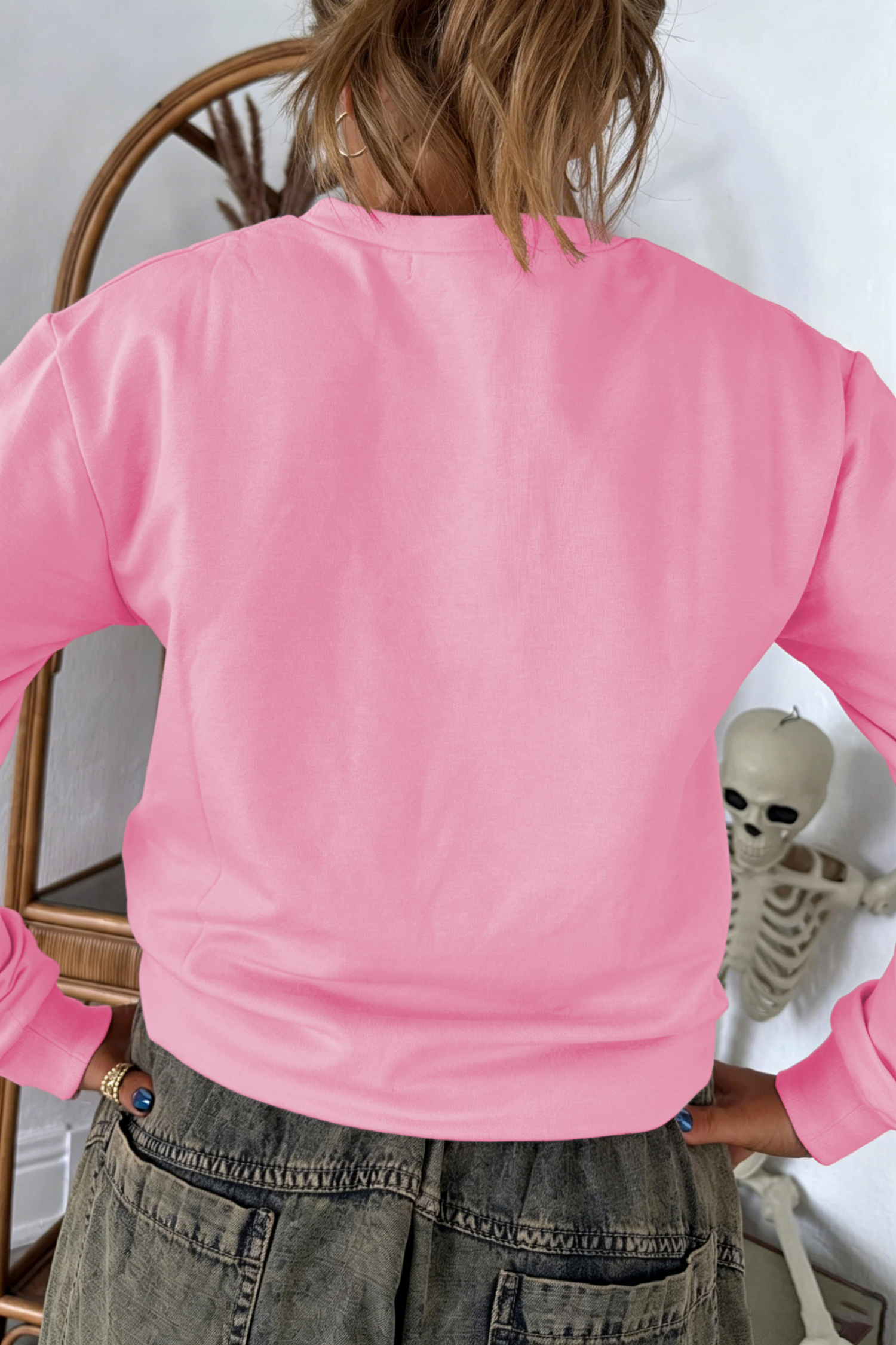 Graphic Pumpkin Long Sleeve, Casual Fall Crewneck Pullover - Detail View 5