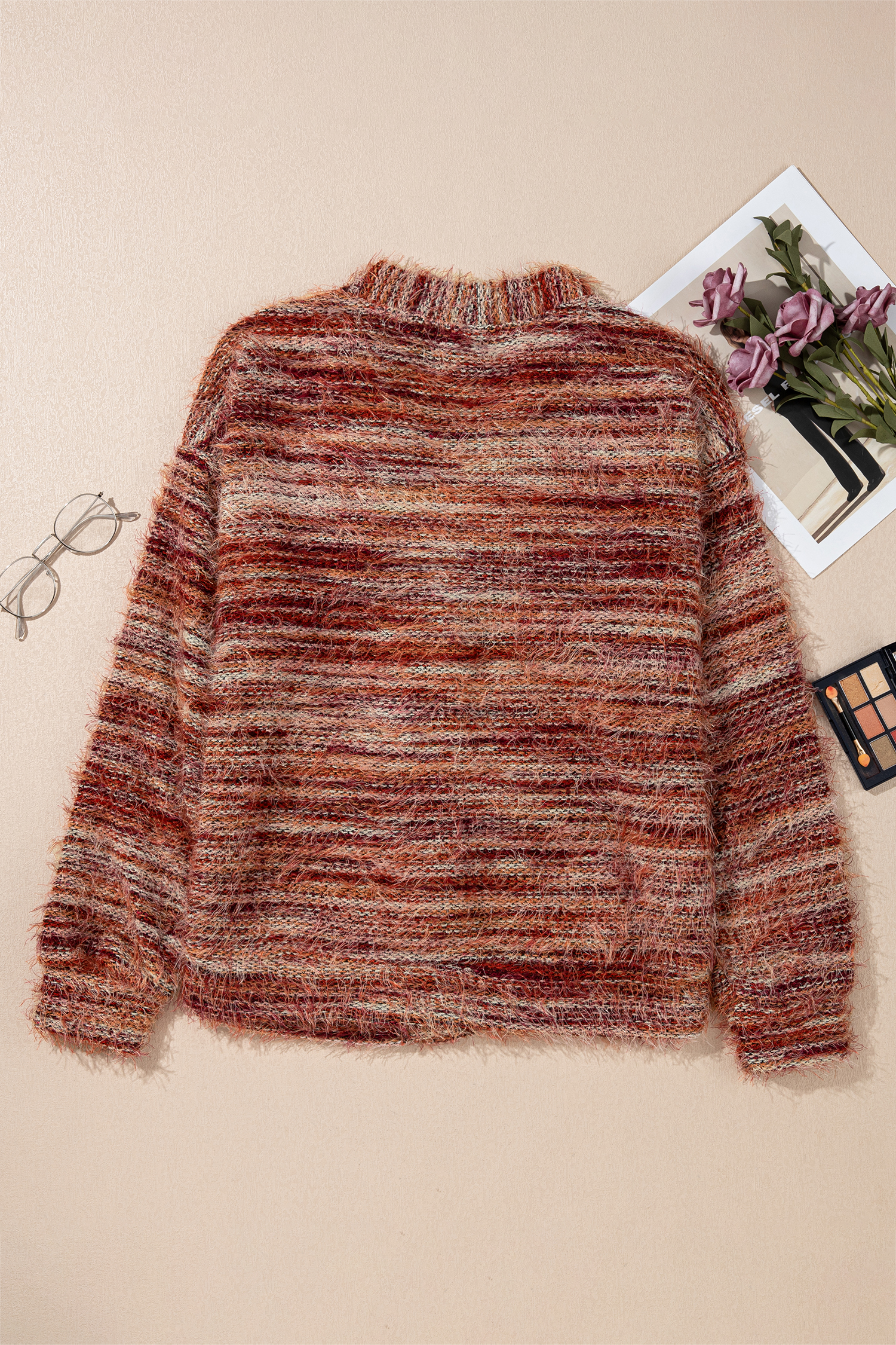 Soft Striped Knit Cardigan, Women's Autumn Button Sweater - Detail View 9