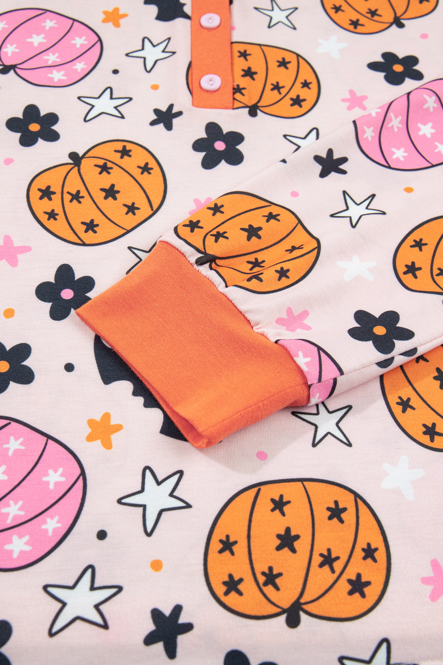 Fall Pumpkin Print Pajama Set, Women's Casual Home Wear - Detail View 8