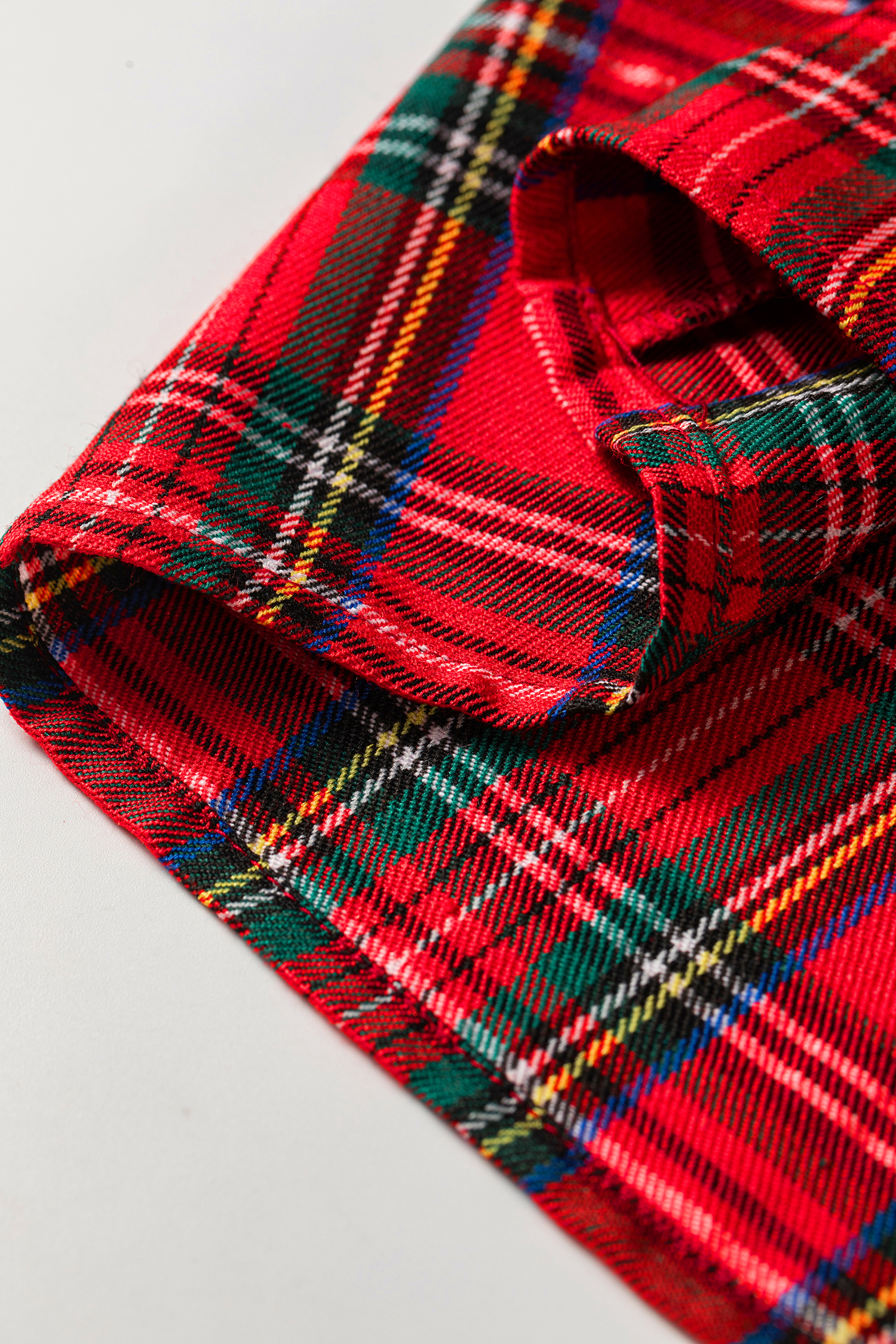 Women's Holiday Plaid Shirt, Short Sleeve Notched Neck Top - Detail View 11