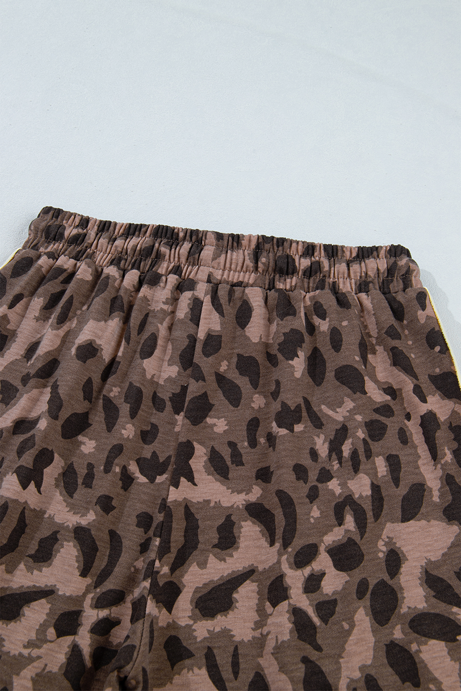 Leopard Print Pant Set, Wide Leg Contrast Trim Lounge Outfit - Detail View 17