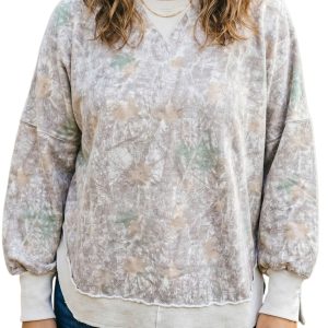 Women's Camo Print Sweatshirt, Casual Long Sleeve Pullover - Main View
