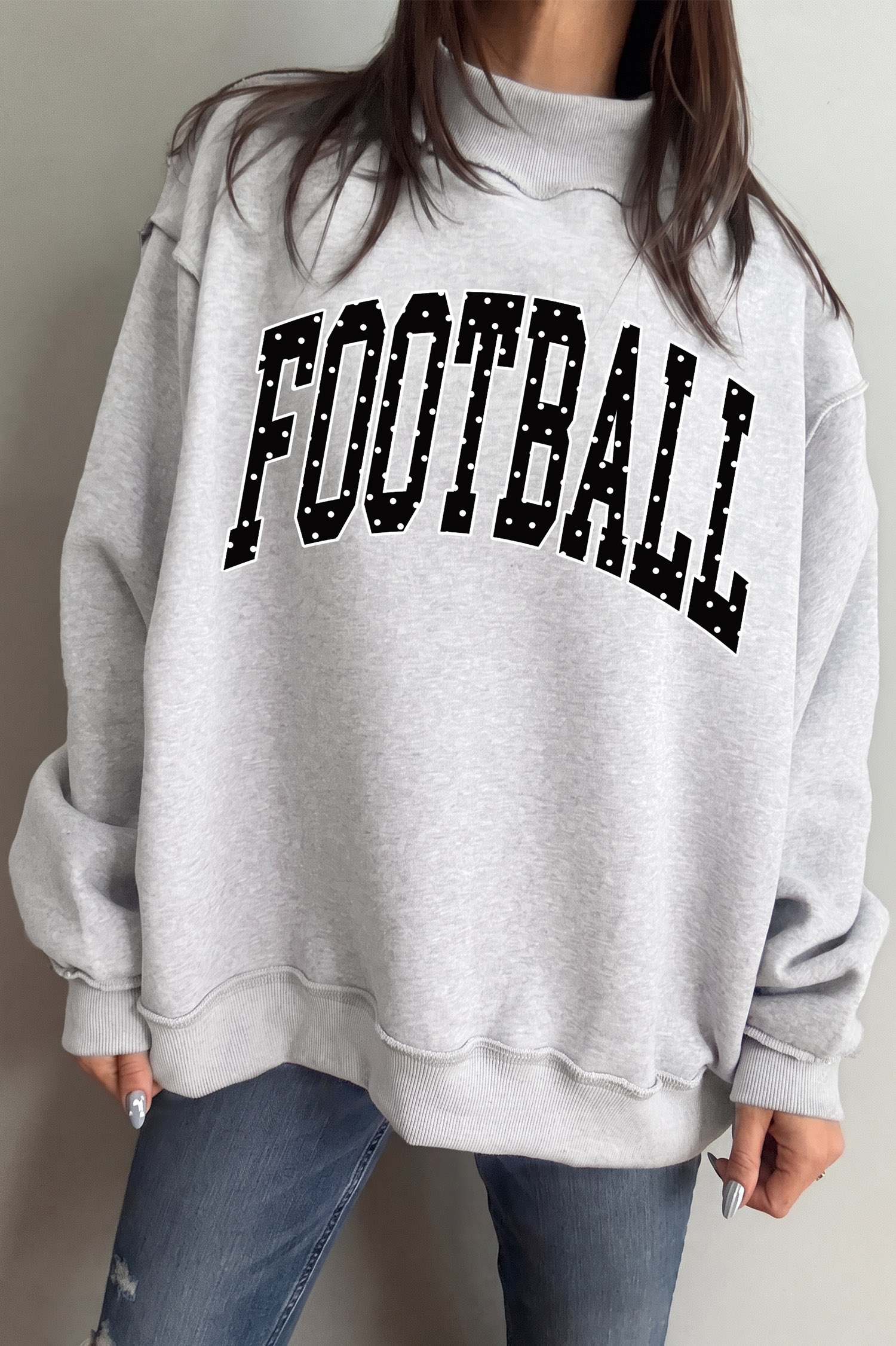 Cozy Cotton Blend Football Pullover, Women's Mock Neck - Detail View 3