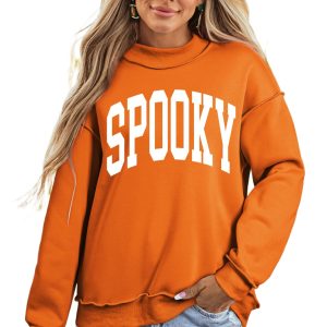 Women's Spooky Boo Sweatshirt, Reversible Mock Neck Top - Main View