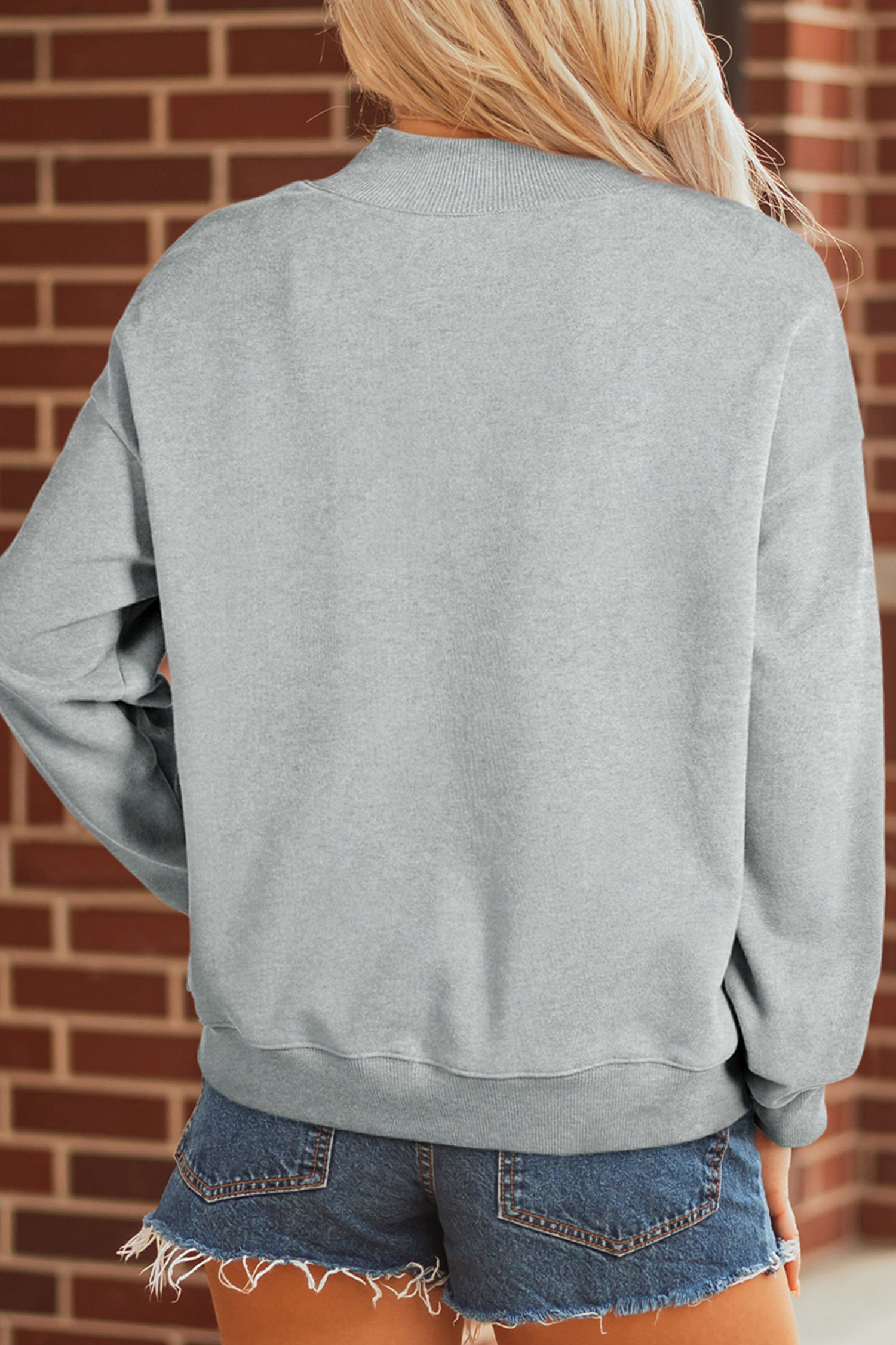 Faith Inspired Mock Neck Top, Women's Casual Gray Sweatshirt - Detail View 8