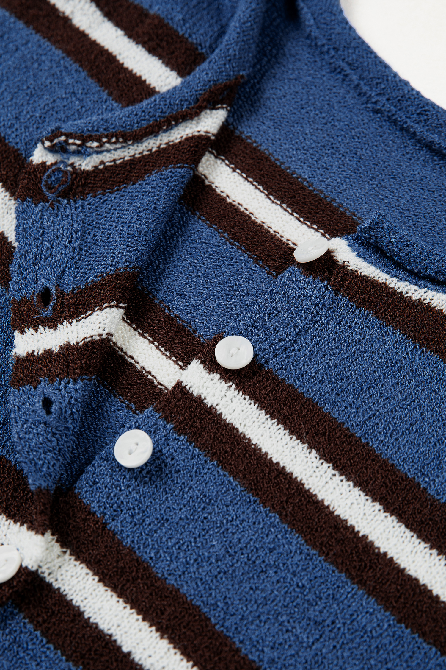 Women's Round Neck Cardigan, Soft Striped Autumn Knitwear - Detail View 15