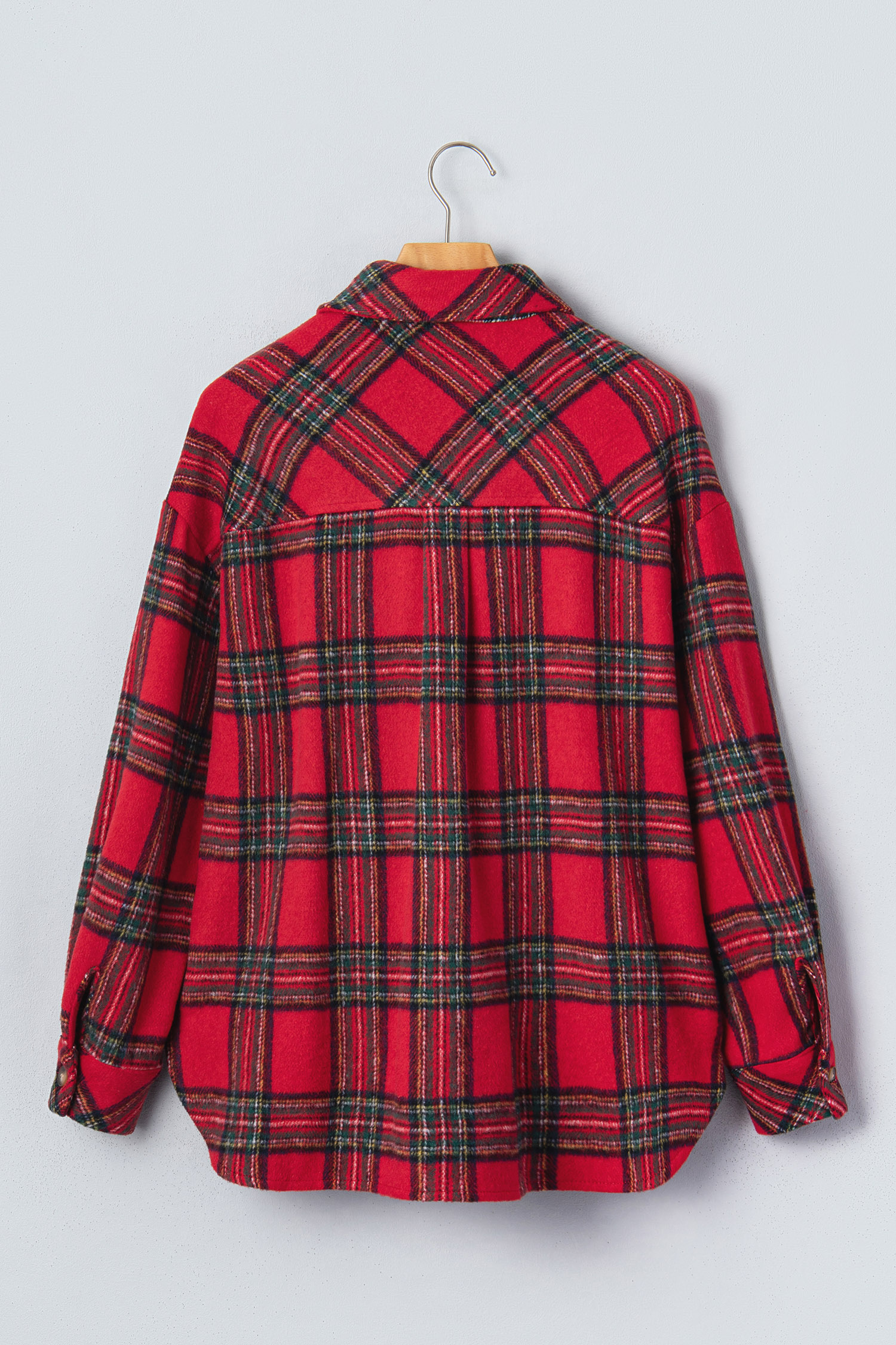 Women's Holiday Plaid Shacket, Versatile Daily Button Top - Detail View 6