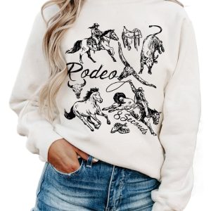 Women's Rodeo Graphic Sweatshirt, Western Style Crewneck - Main View