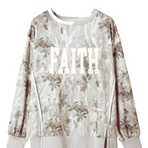 Women's Faith Graphic Sweatshirt, Casual Camo Pullover Top - Main View