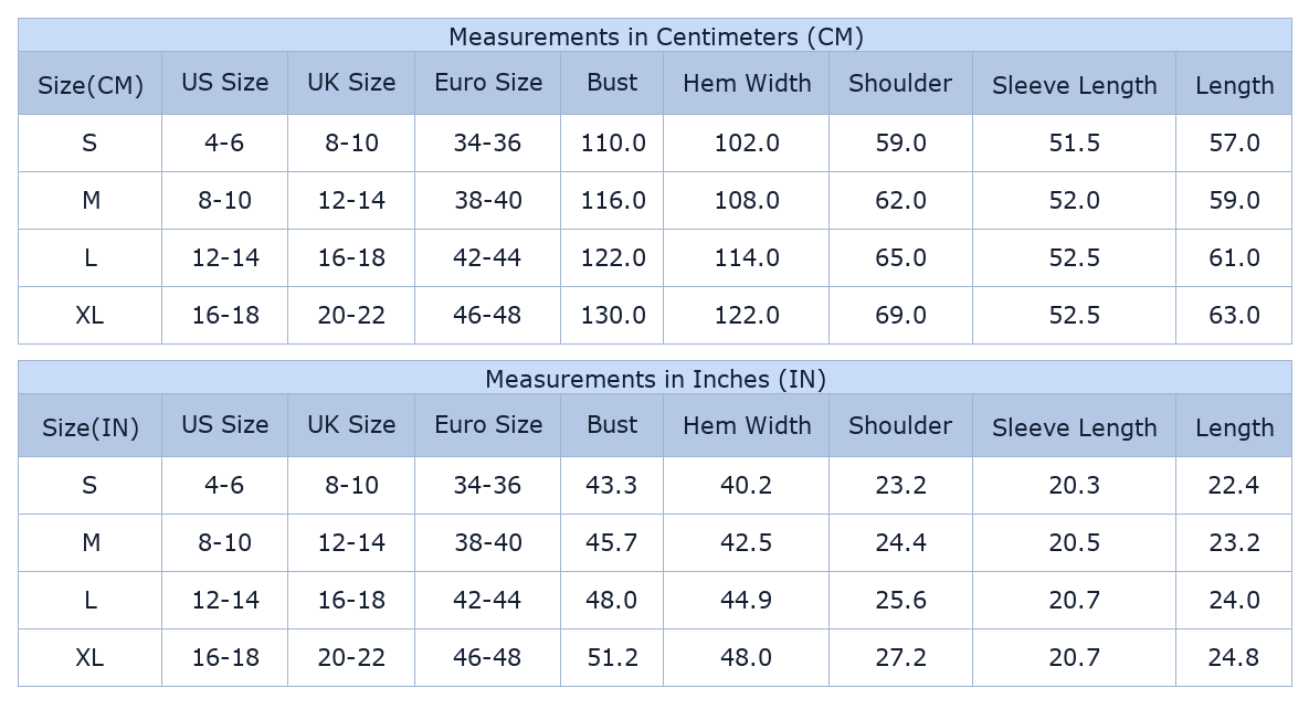 Women's Floral Two Piece Set, Long Sleeve Top and Skort - Size Chart & Details