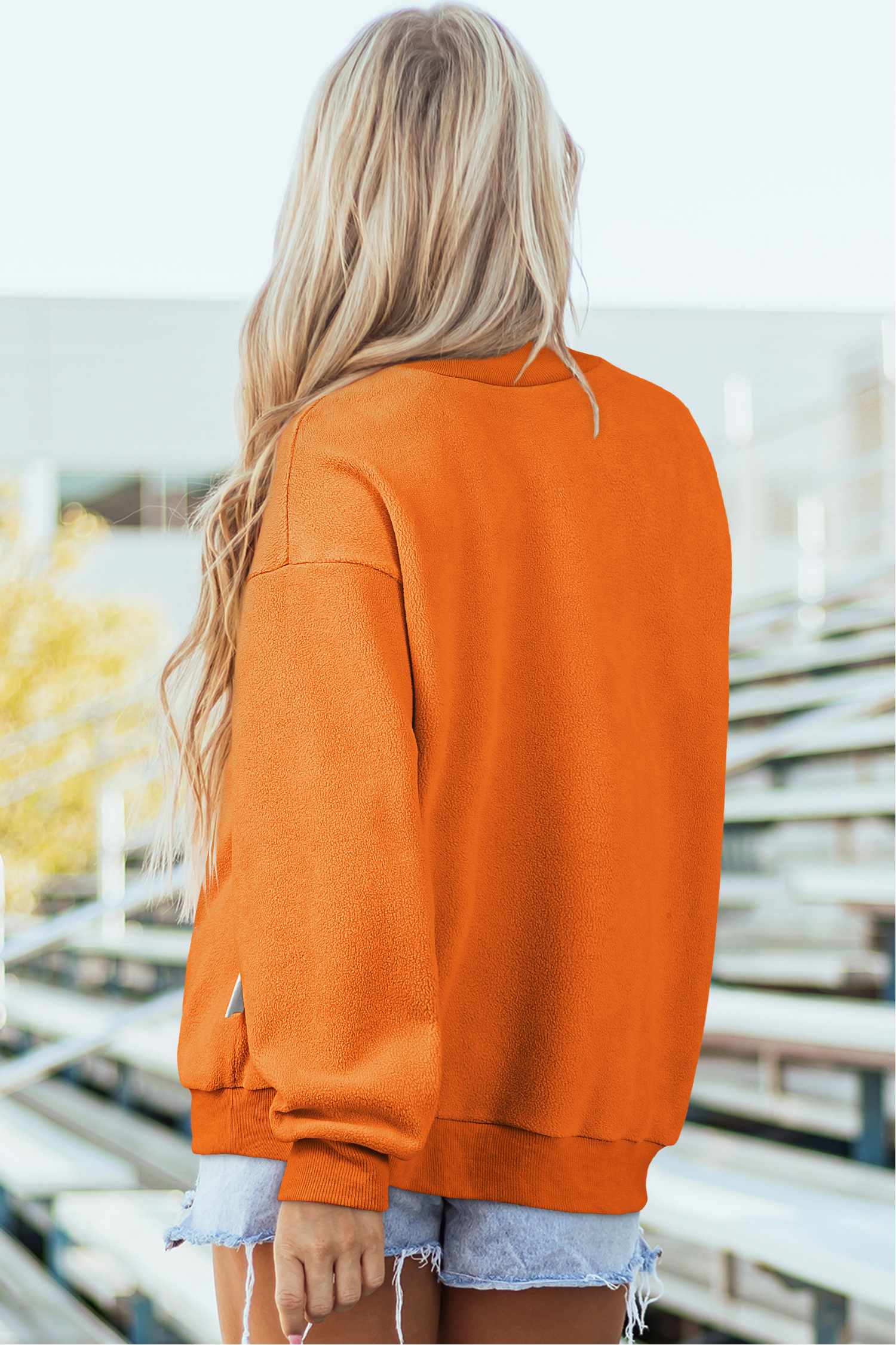 Women's Pumpkin Floral Sweatshirt, Casual Mock Neck Pullover - Detail View 7