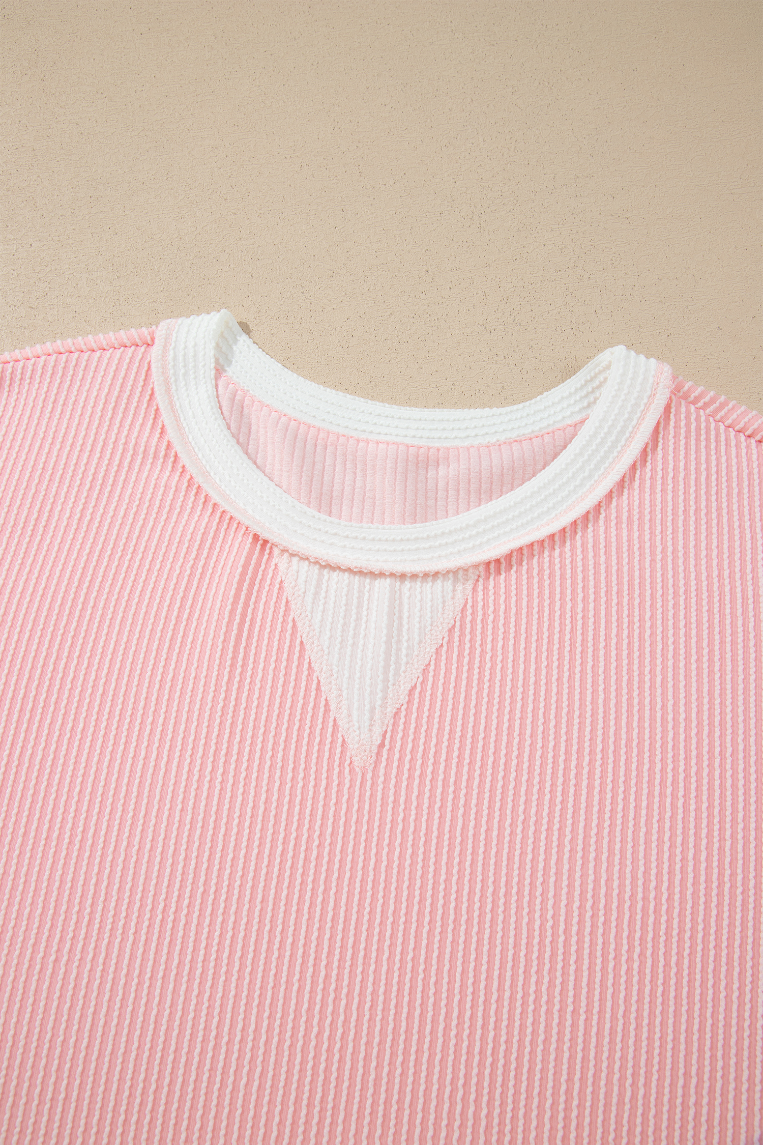 Women's Ribbed Colorblock Blouse, Casual Long Sleeve Top - Detail View 13