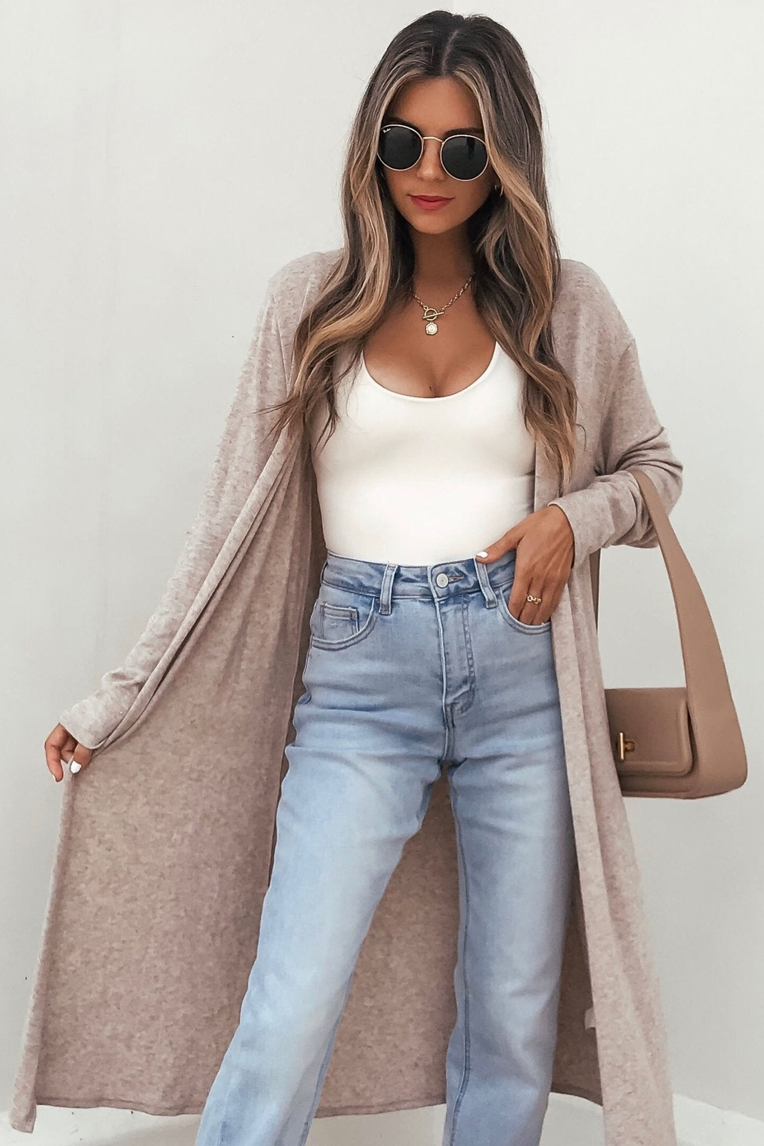 Women's Casual Knit Cardigan, Solid Color Longline Outerwear - Detail View 3
