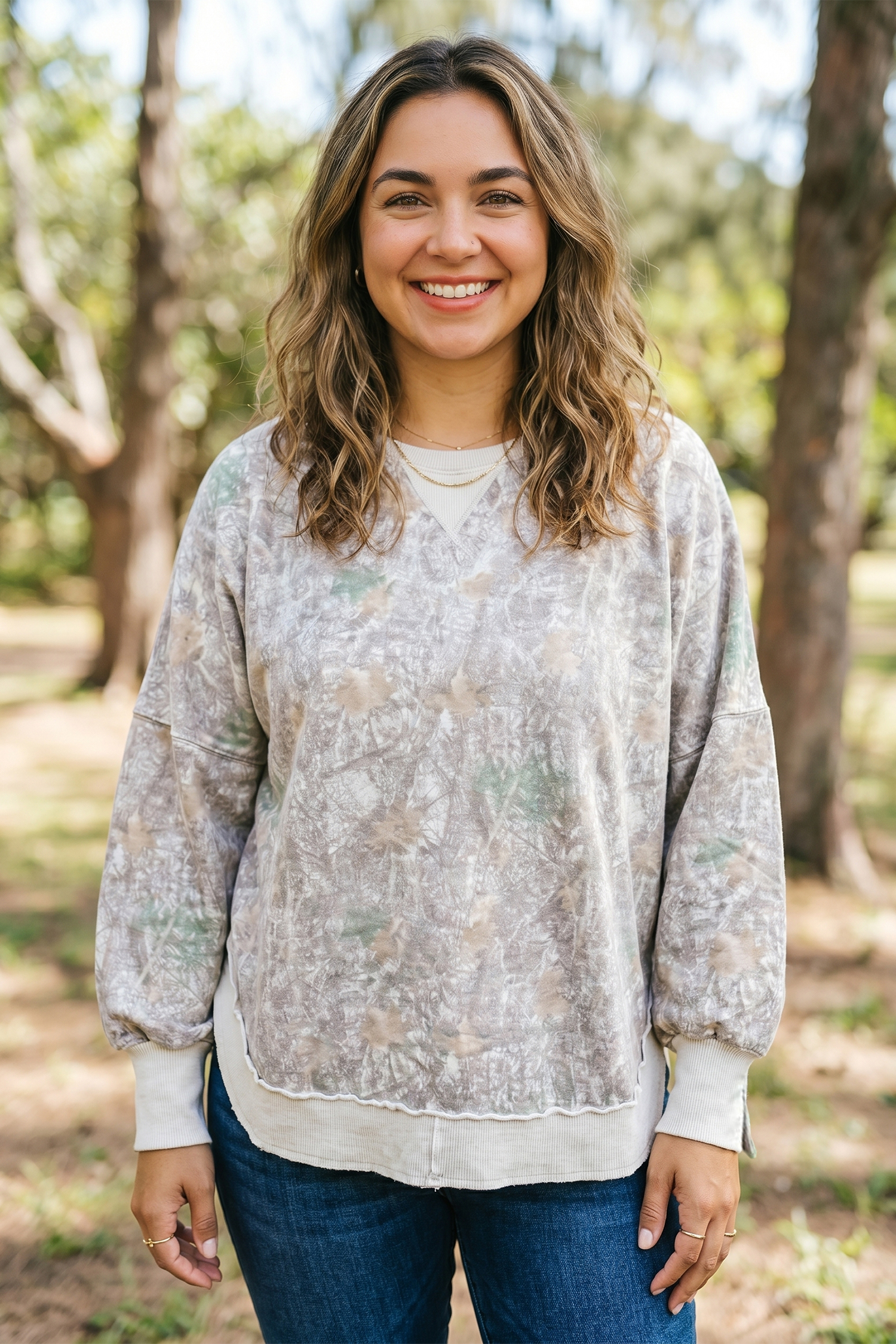 Comfortable Camo Shift Sweatshirt, Versatile Daily Pullover - Detail View 3