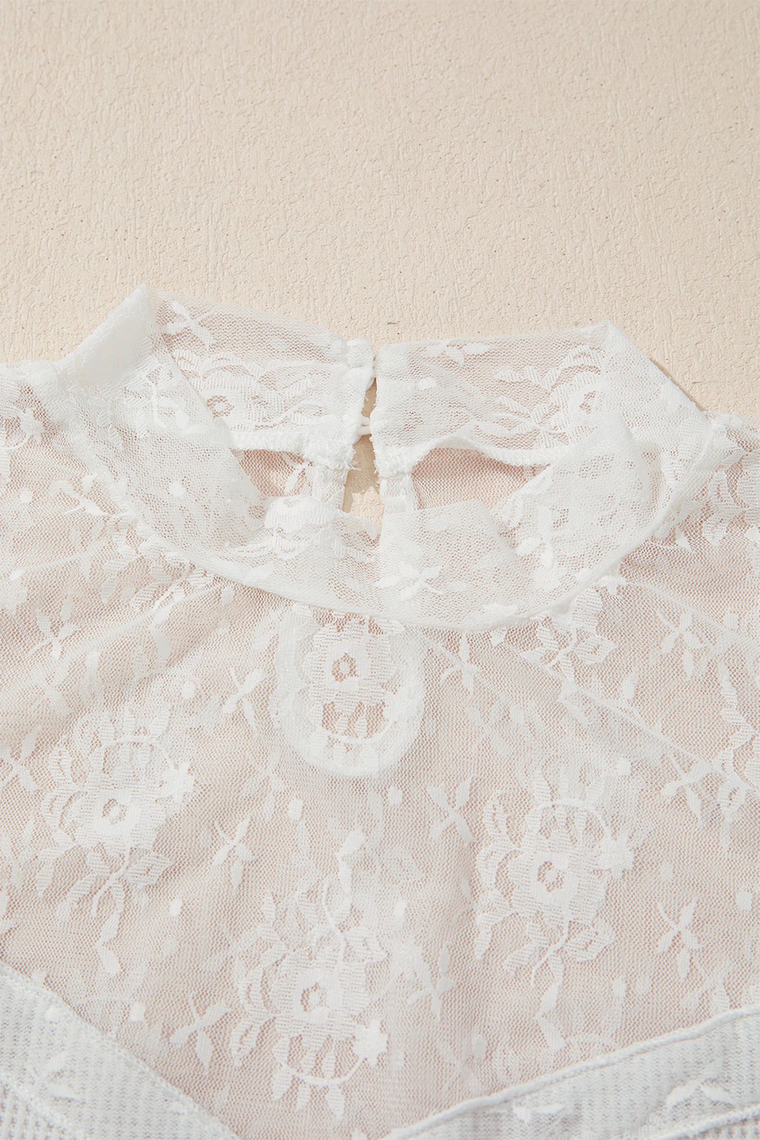 Jet Stream Lace Mesh Shirt, Chic Fall Autumn Layering Piece - Detail View 6