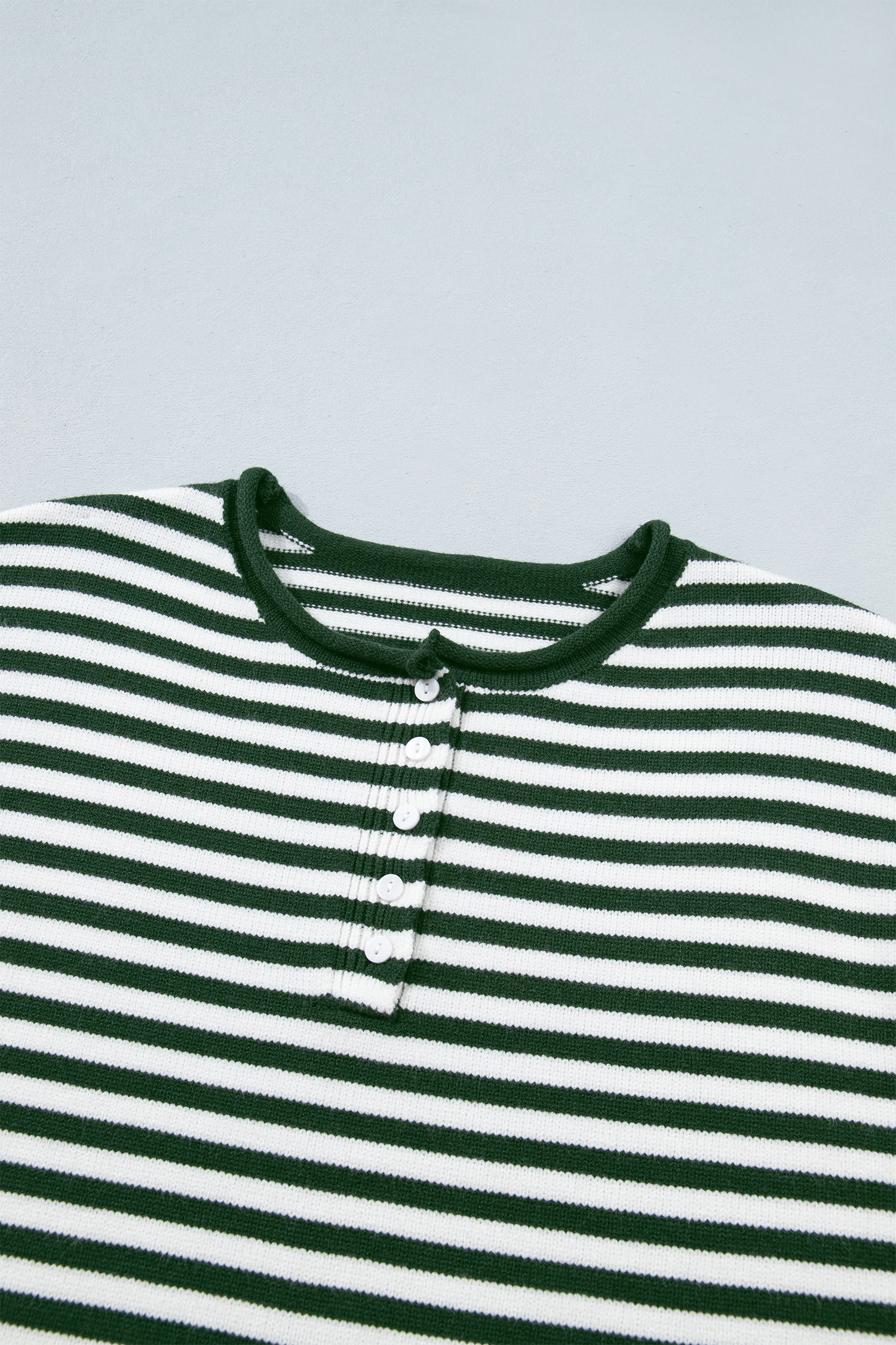 Green Stripe Sweater, Trend Drop Shoulder Long Sleeve - Detail View 8