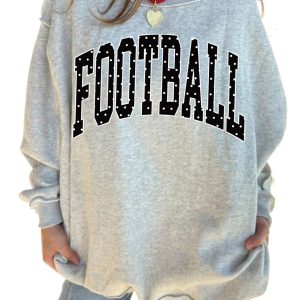 Women's Casual Football Sweatshirt, Mock Neck Pullover - Main View