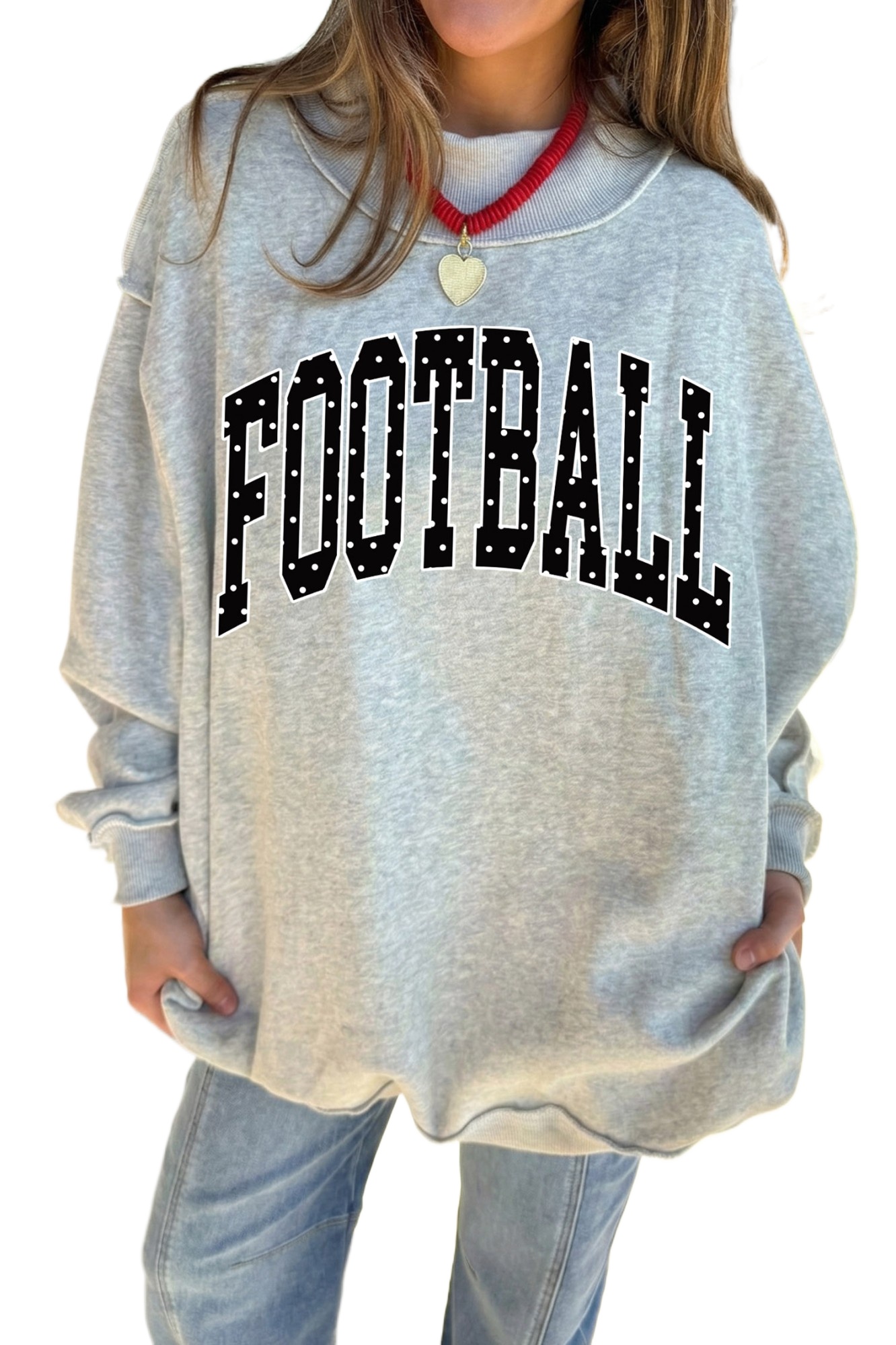 Women's Casual Football Sweatshirt, Mock Neck Pullover - Main View