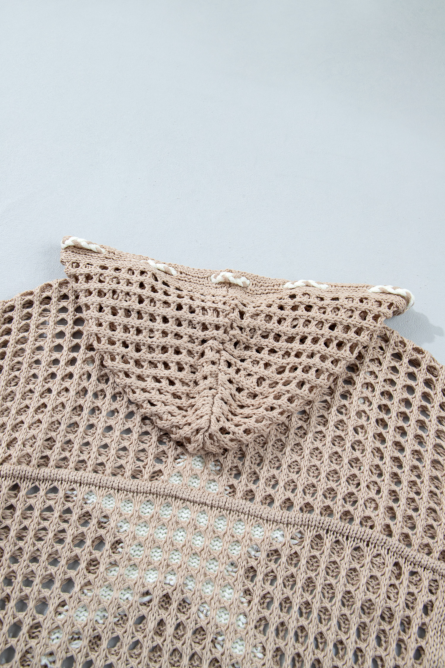 Women's Lightweight Crochet Hoodie, Casual Star Pattern Knit - Detail View 18